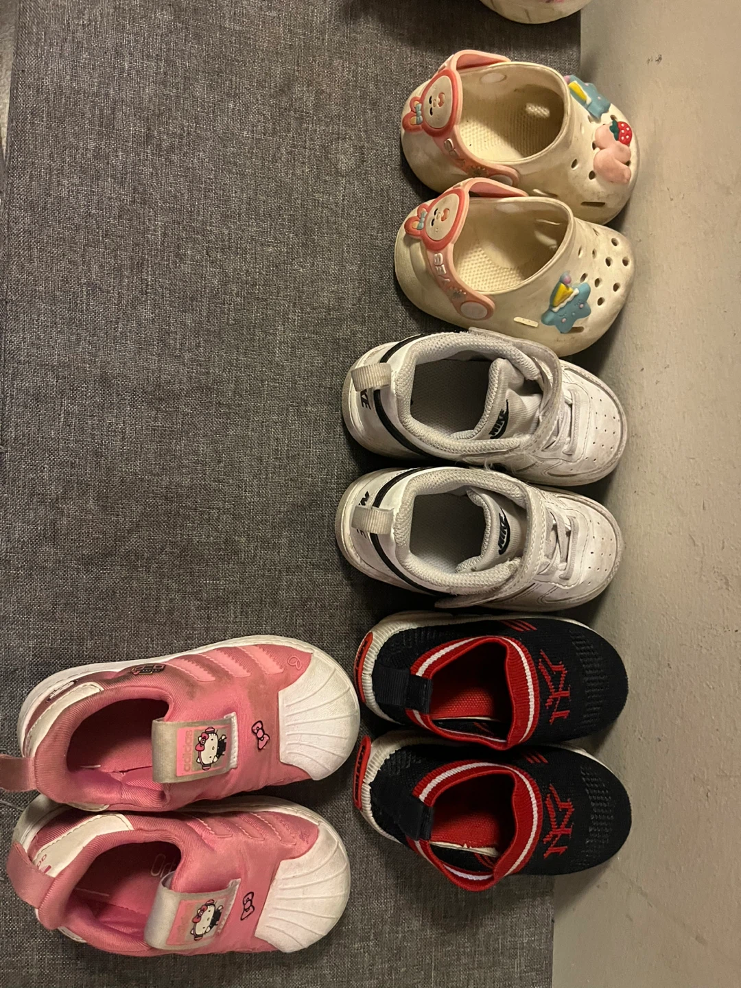 Bundle of Kids' Shoes: Adidas, Nike-style, and Croc-style
