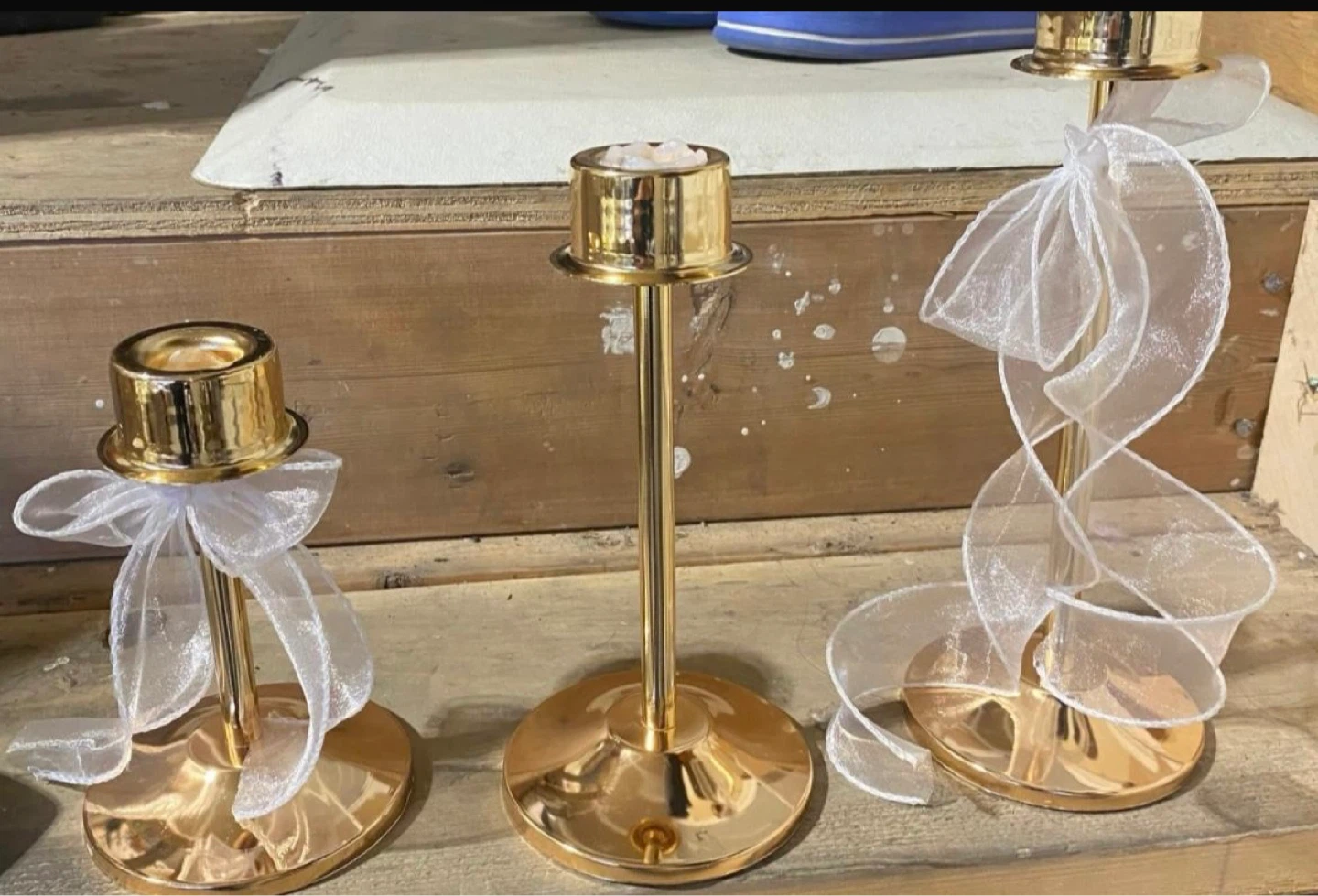 18 Gold Metal Taper Candlestick Holders - photo 2