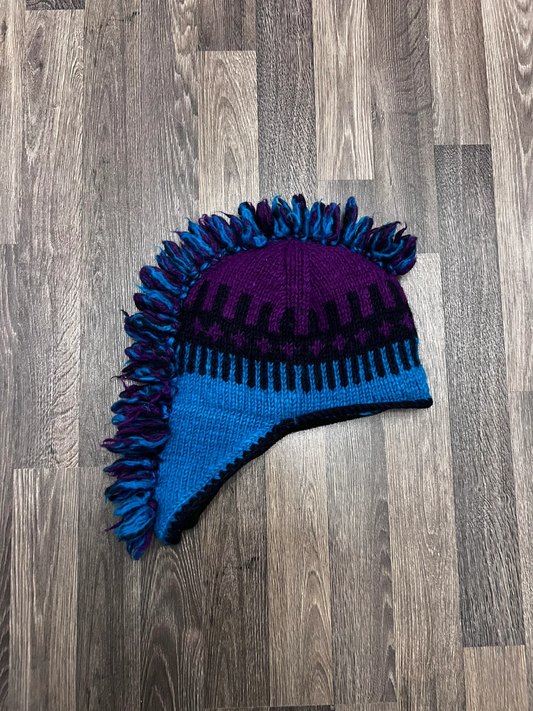 Blue and Purple Mohawk Knit Hat