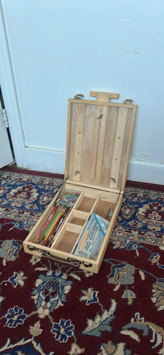 Wooden Art Easel Box with Supplies - photo 2