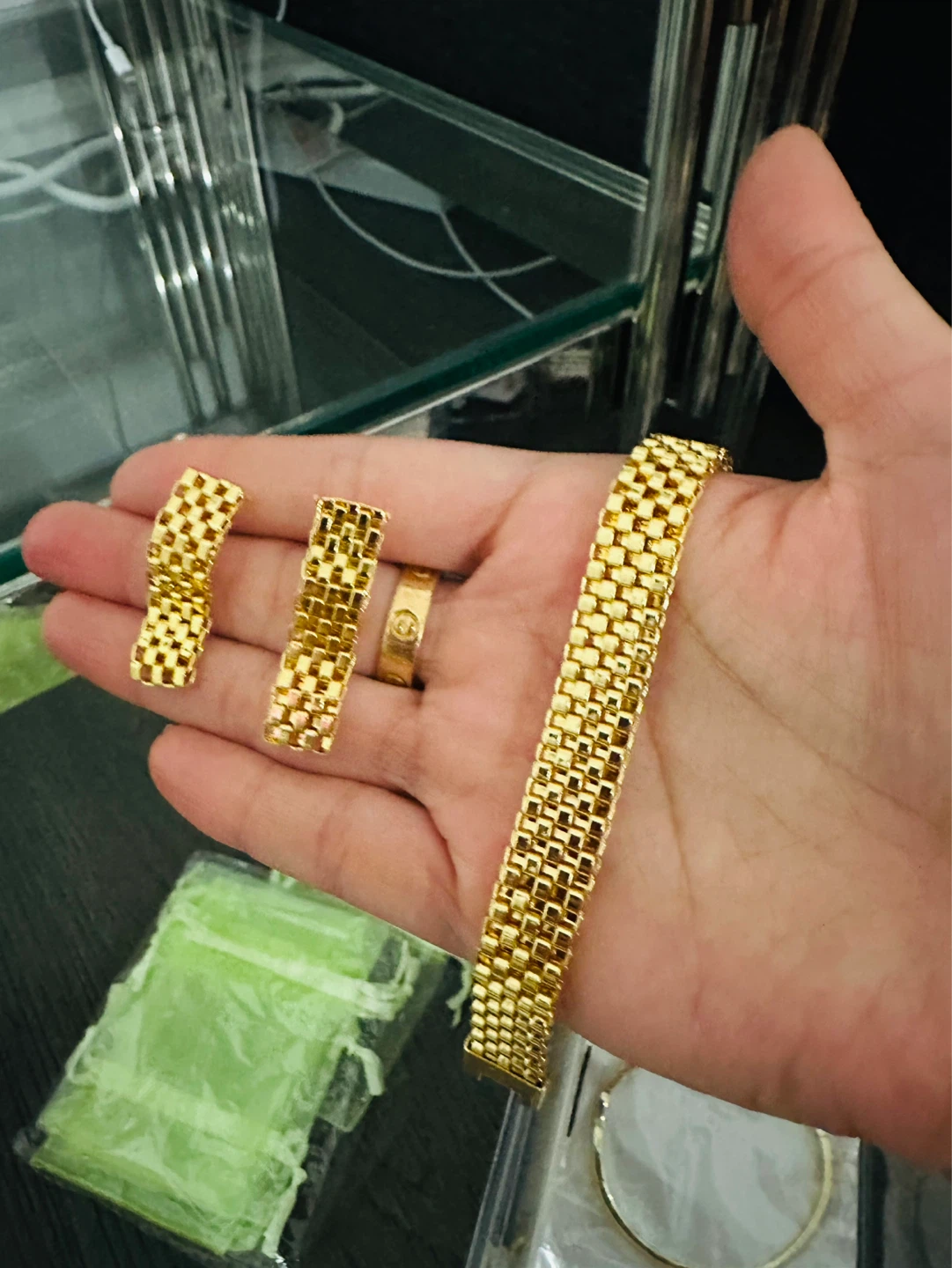 Gold-tone Bracelet and Earrings Set