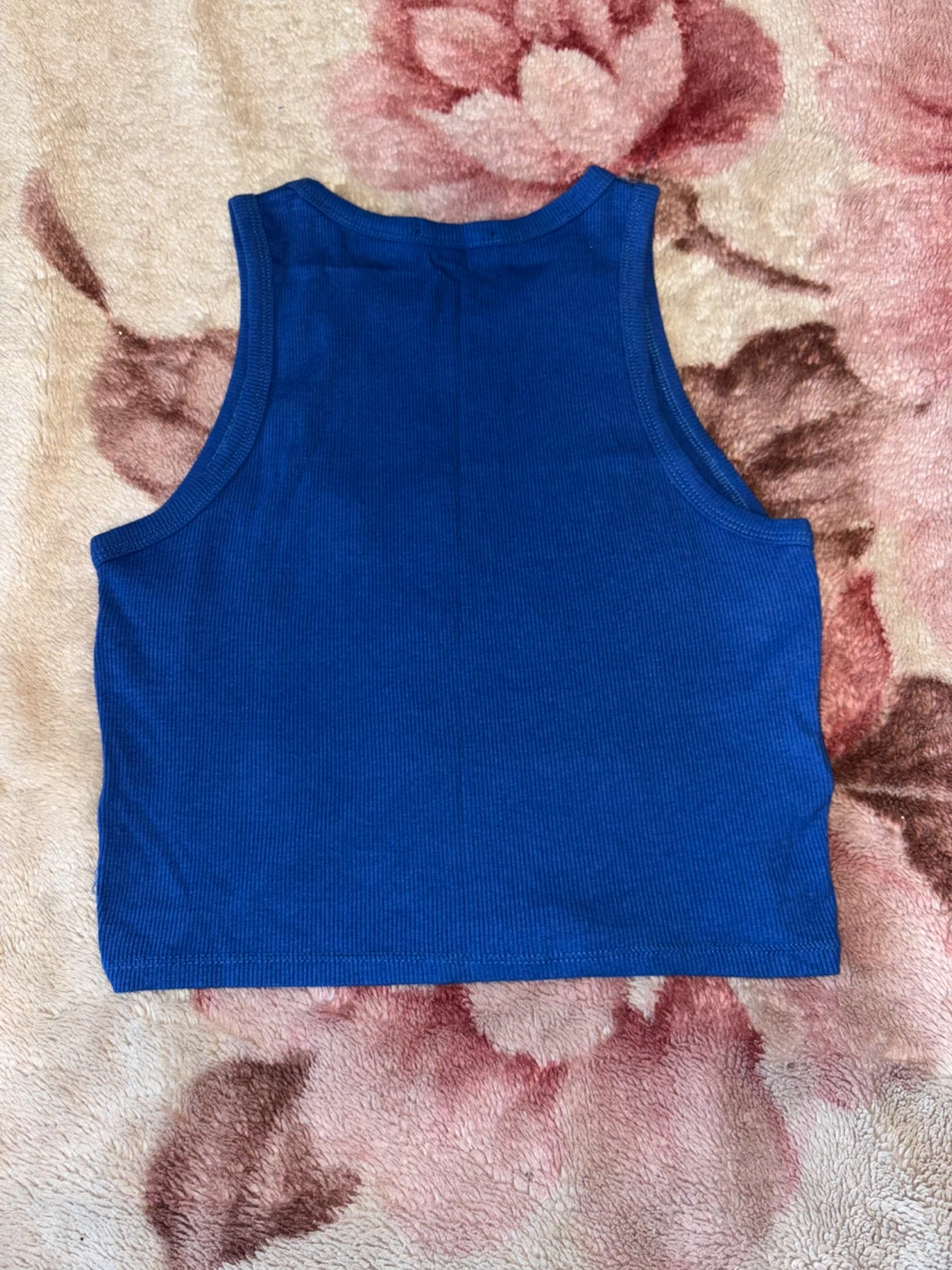 Ambiance Blue Ribbed Cutout Tank Top Size M - photo 2