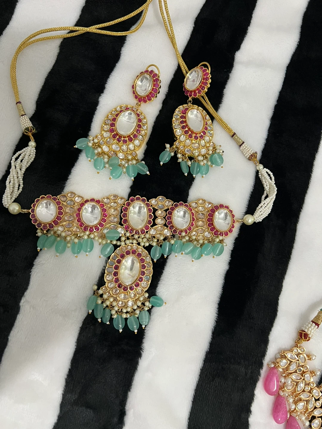 Mirror Polki Choker Necklace Indian Jewellery