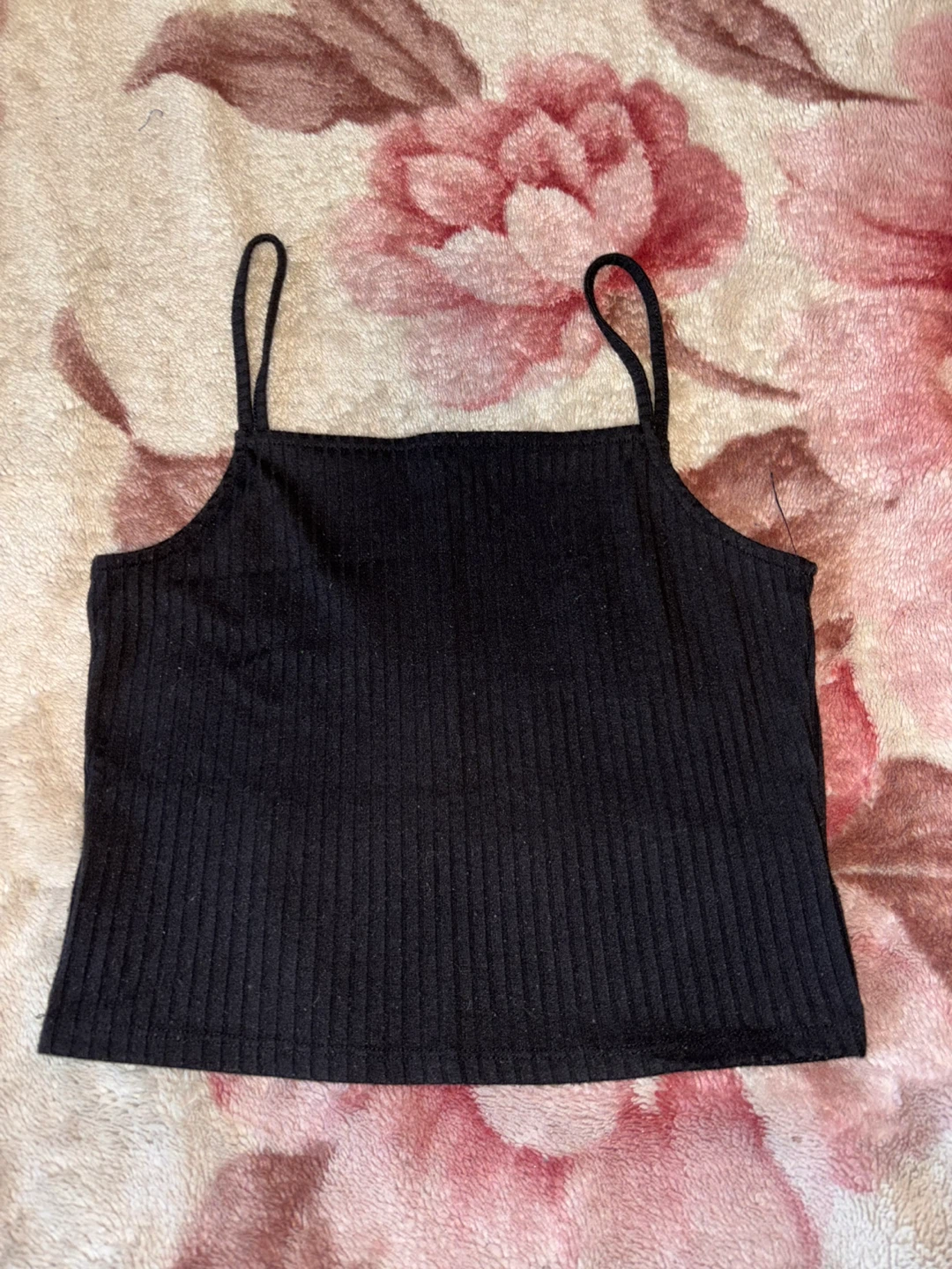 Love J Black Ribbed Spaghetti Strap Tank Top