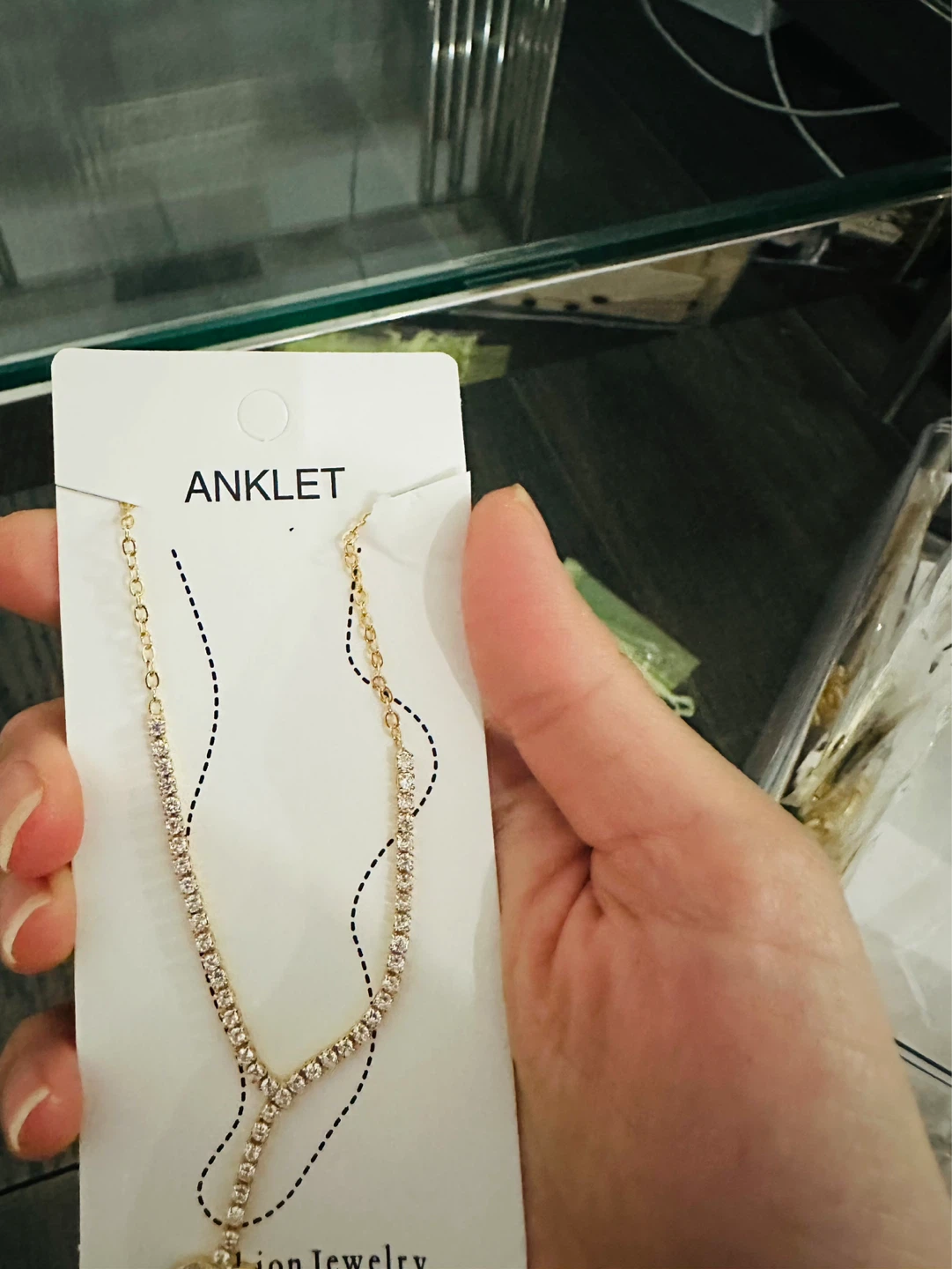 Gold Tone Rhinestone Anklet