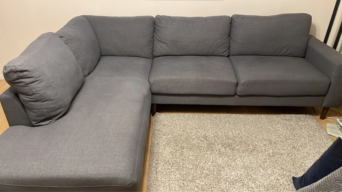 Blue/Grey Sectional Sofa with Chaise - photo 2