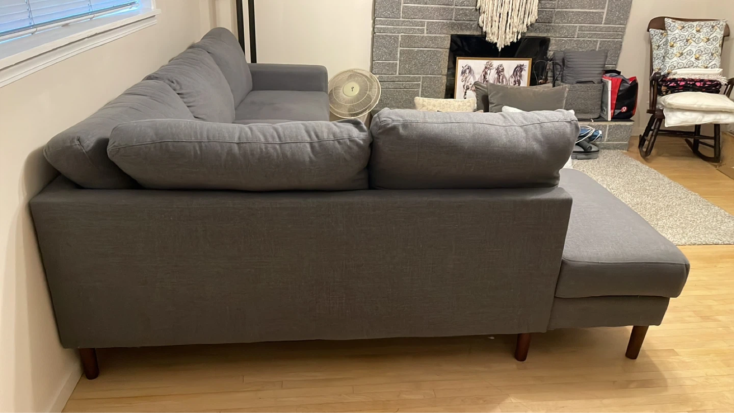 Blue/Grey Sectional Sofa with Chaise - photo 3