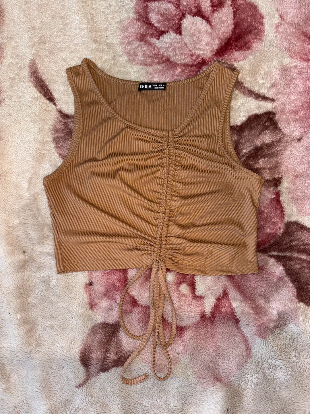 SHEIN Ribbed Ruched Tank Top - Brown - Size M - photo 2