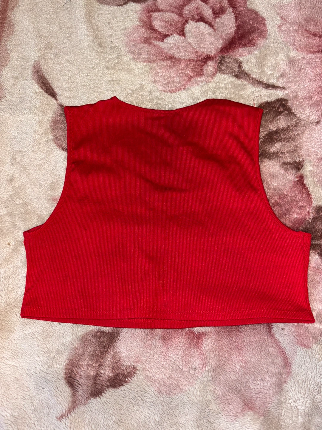 LOVE J. Red Ribbed Cutout Crop Top Size L - photo 3