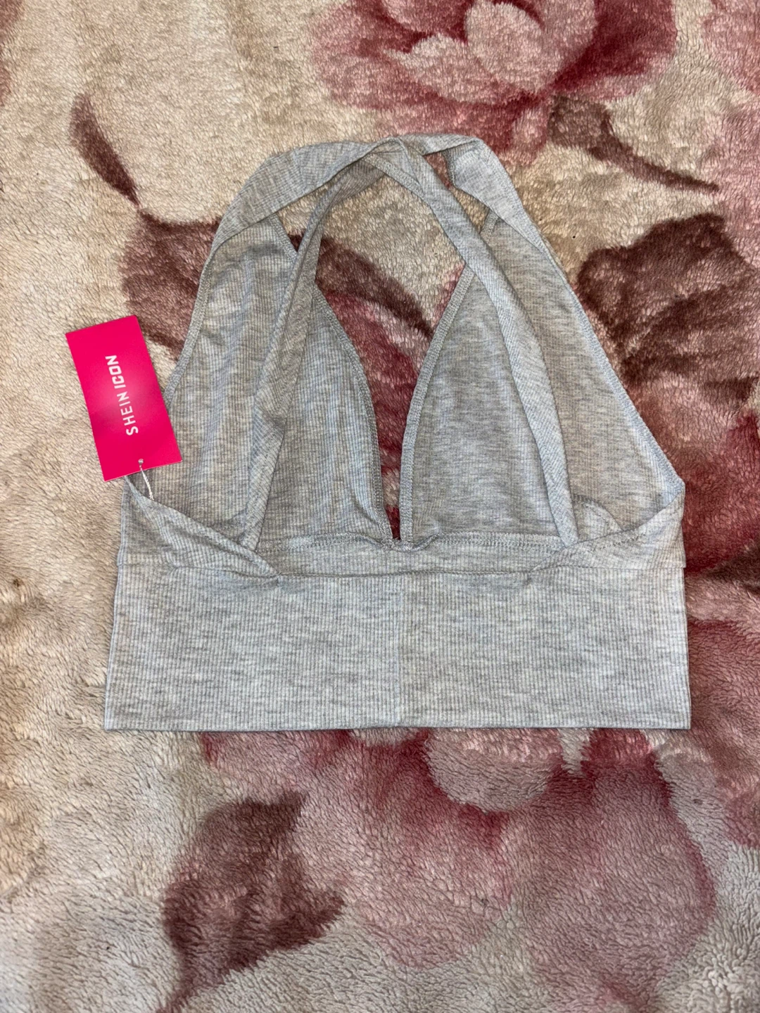 SHEIN Grey Ribbed Halter Neck Crop Top Size M - photo 2