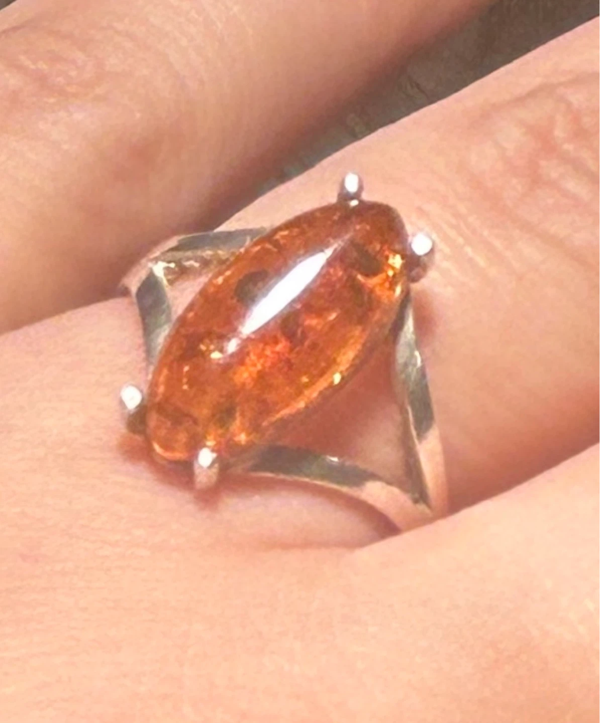 Natural Baltic Sterling Silver Amber Ring