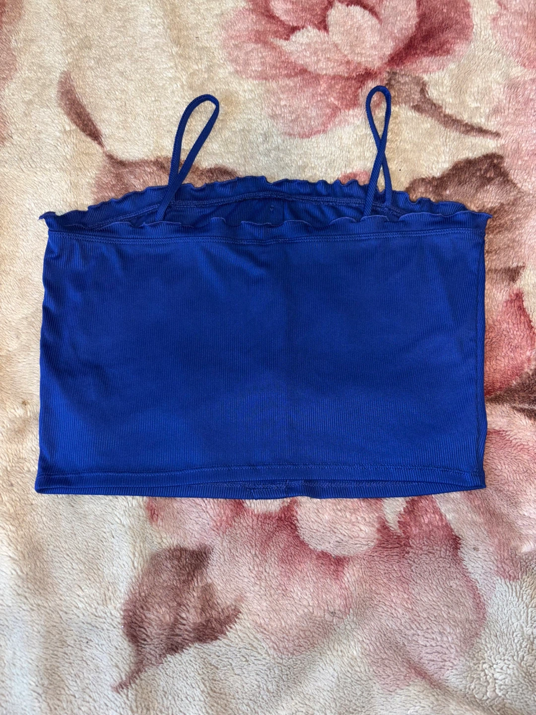 Love J Blue Button Front Ruffle Crop Top - Size L - photo 2