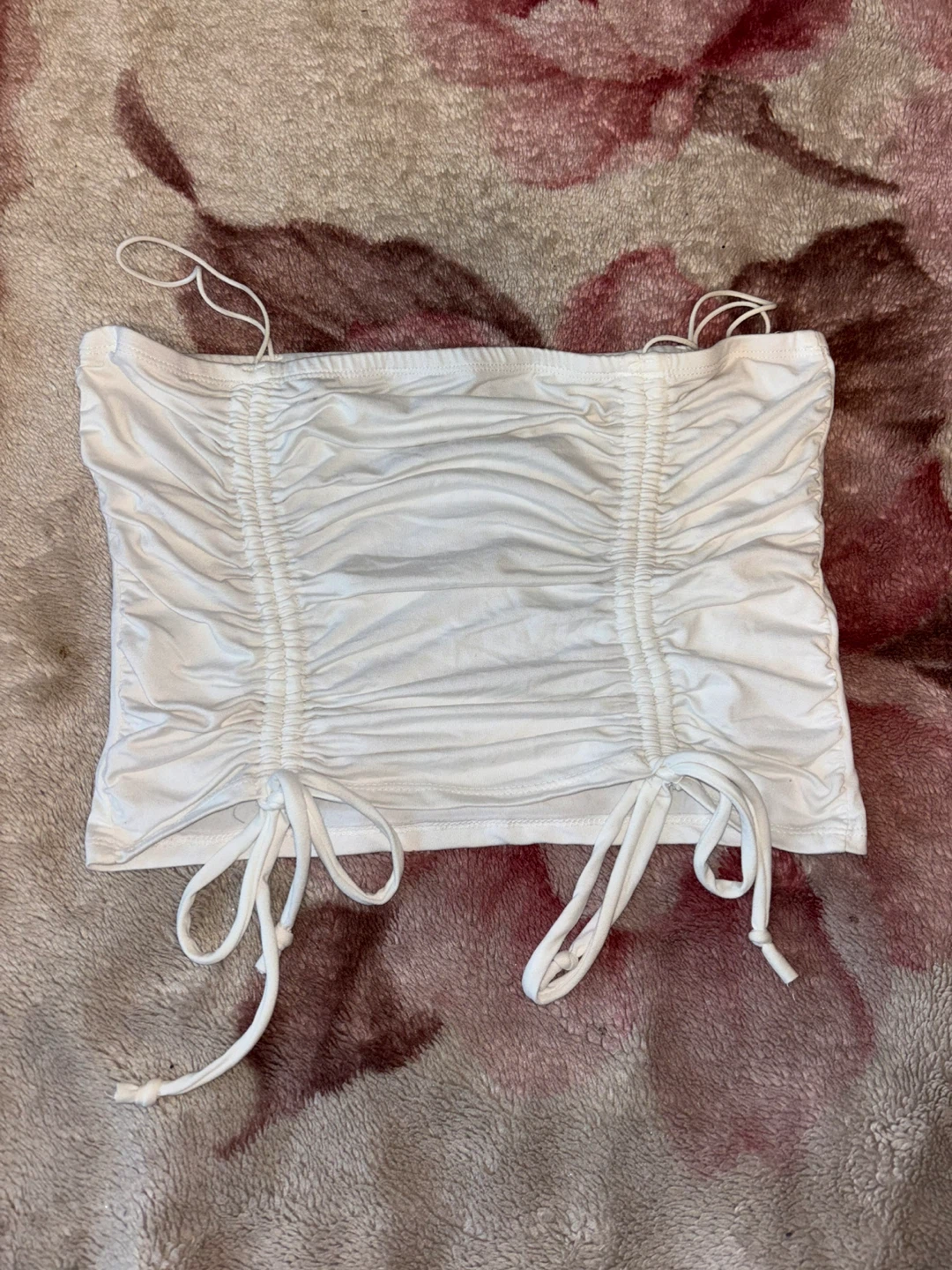 Fashion Nova White Ruched Tube Top Size L