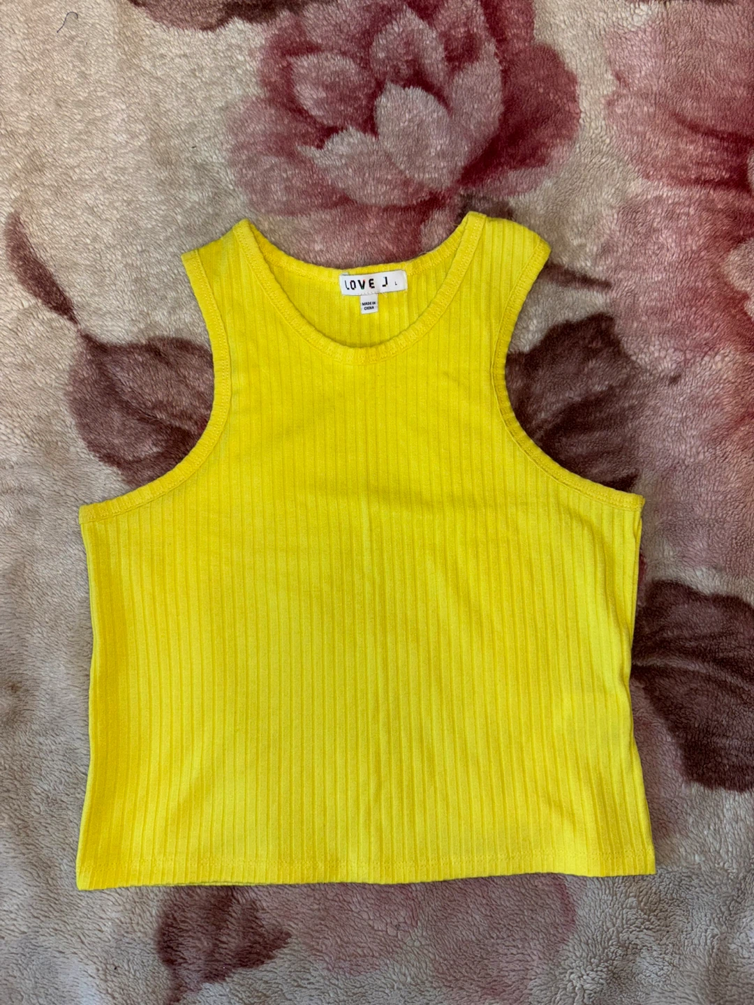 Yellow Ribbed Tank Top - LOVE J Size L