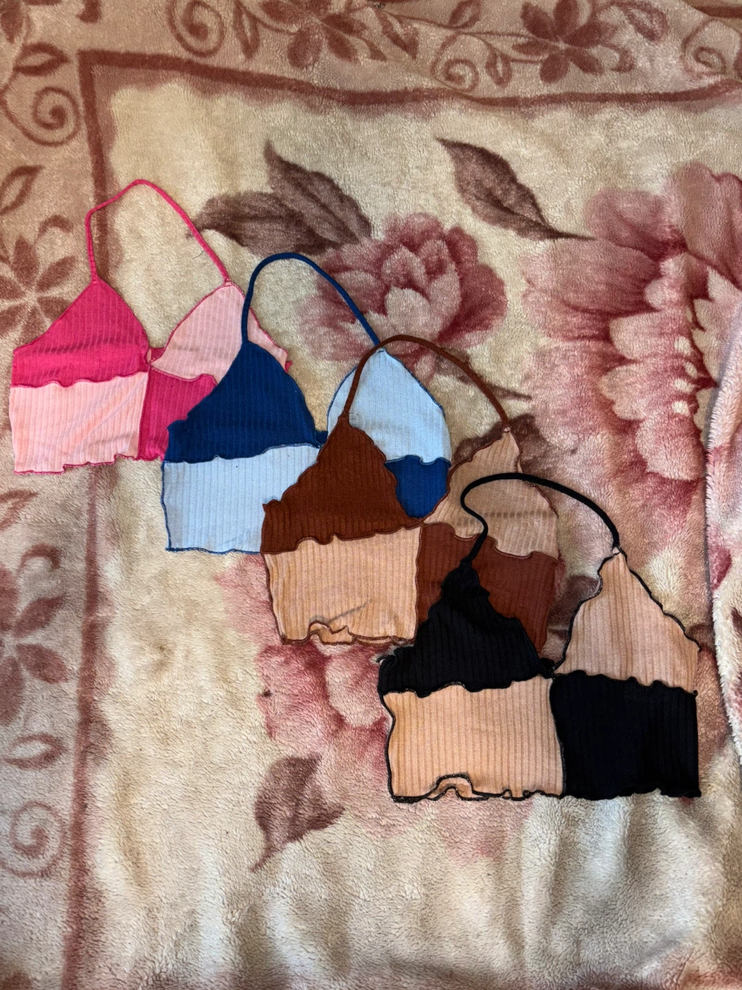 SHEIN Patchwork Halter Tops (Size M)
