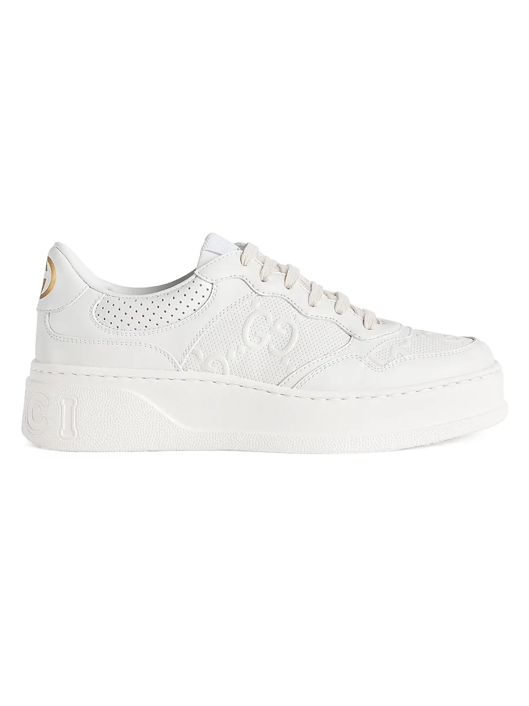 Gucci men’s White Leather GG Embossed Sneakers - photo 2