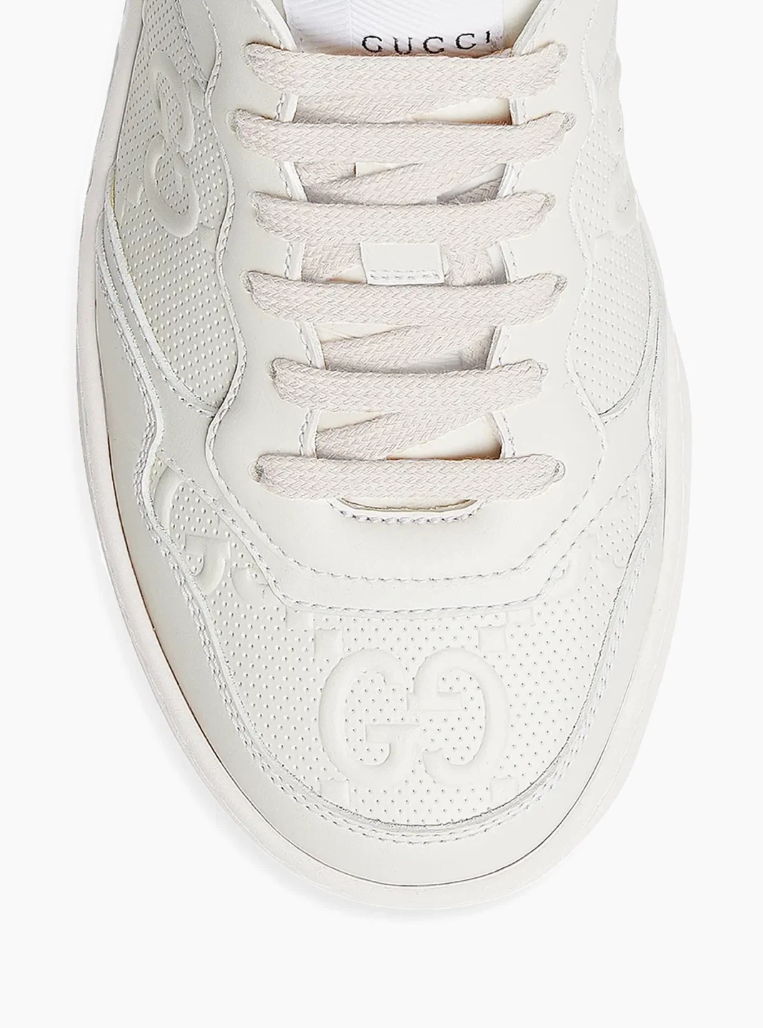 Gucci men’s White Leather GG Embossed Sneakers - photo 4