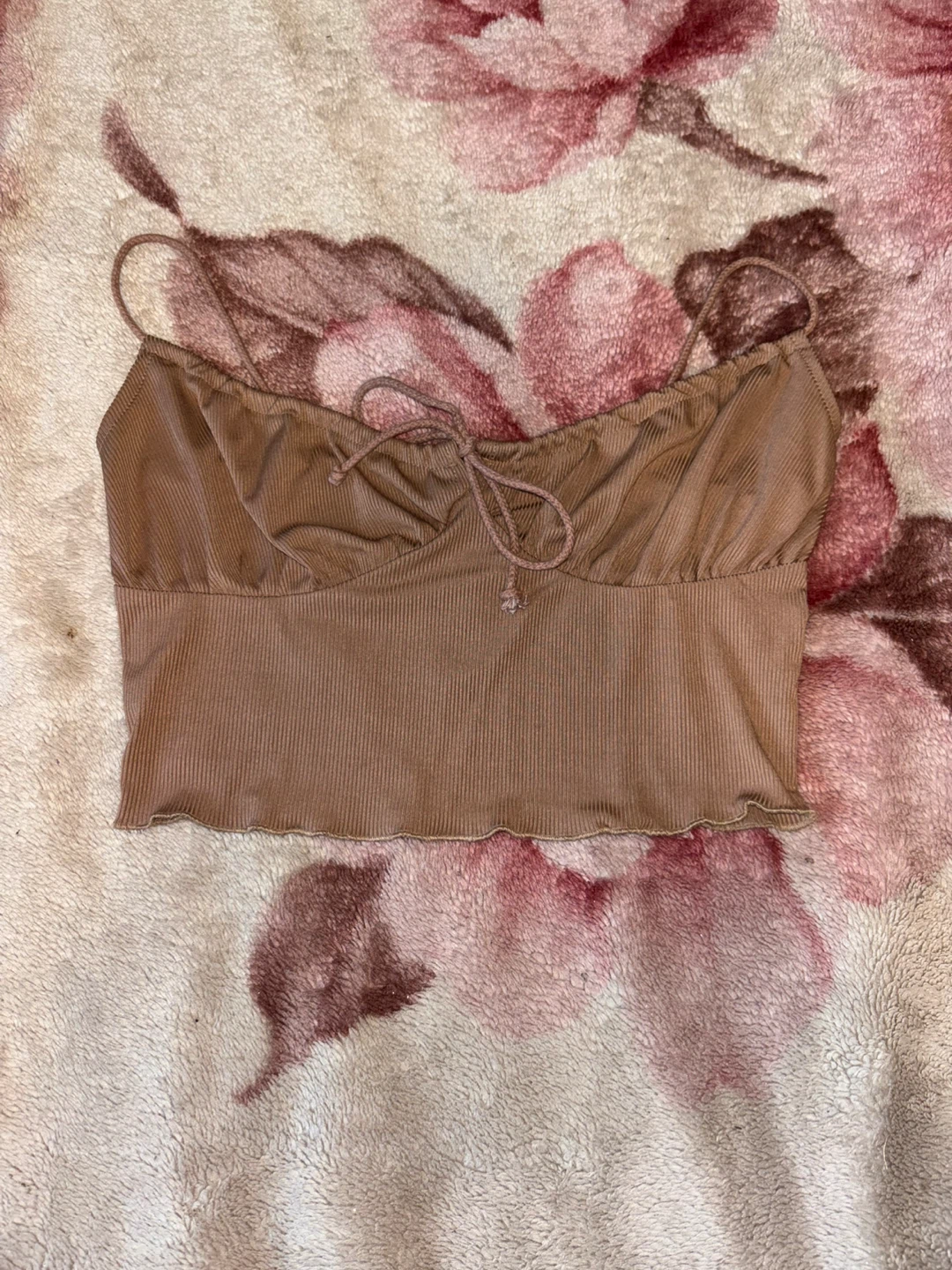 SHEIN Brown Ribbed Cami Crop Top Size M