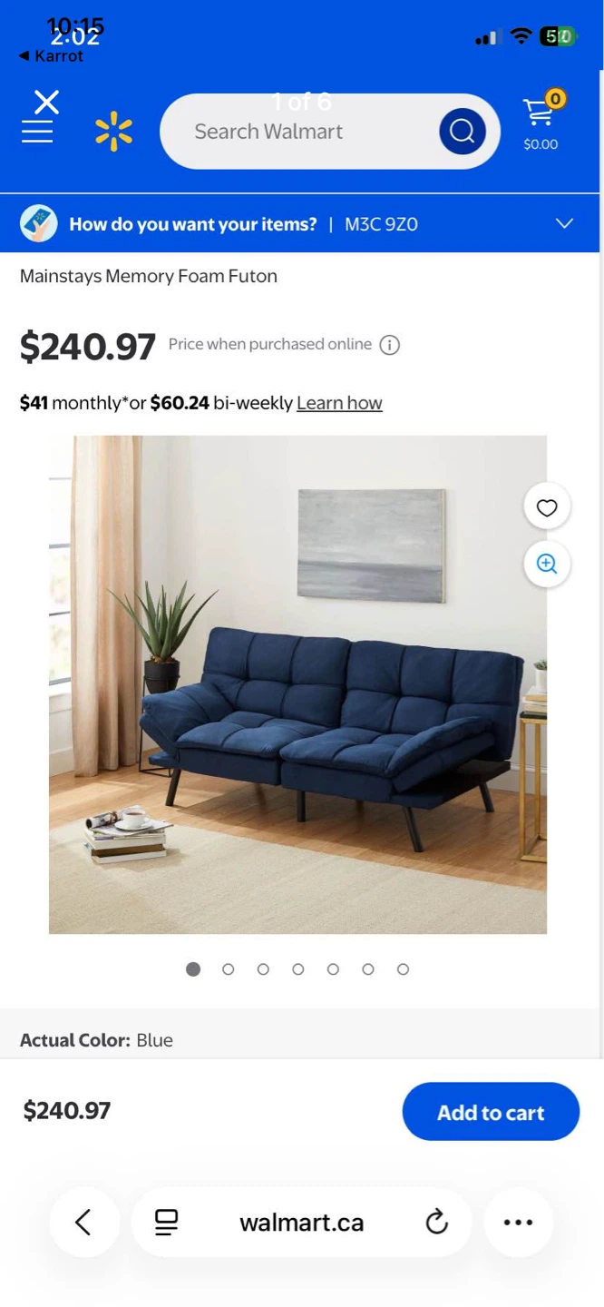 Mainstays Memory Foam Futon