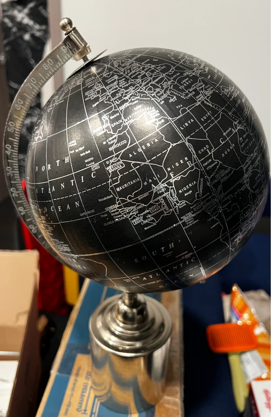 Black Desktop Globe with Stand