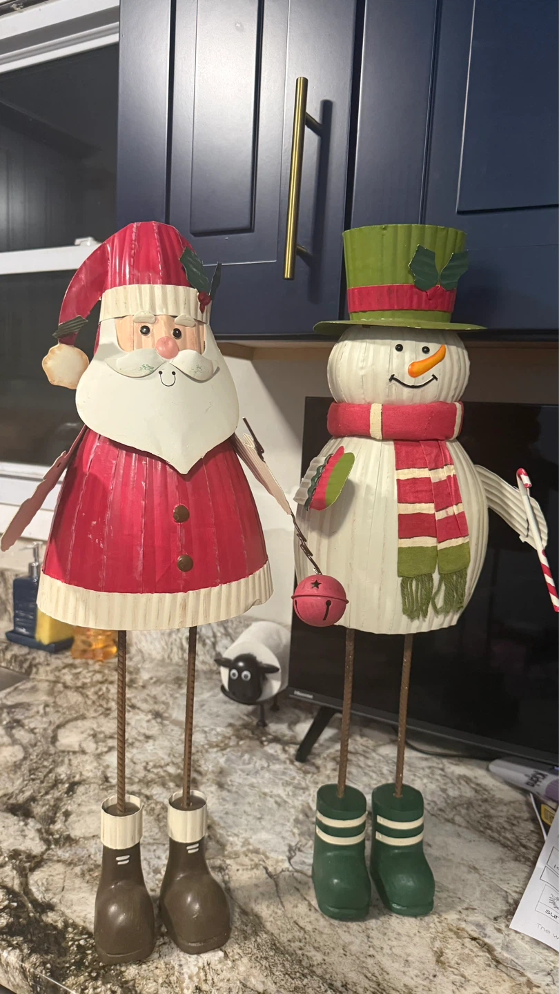 Metal Santa Claus and Snowman Christmas Decorations
