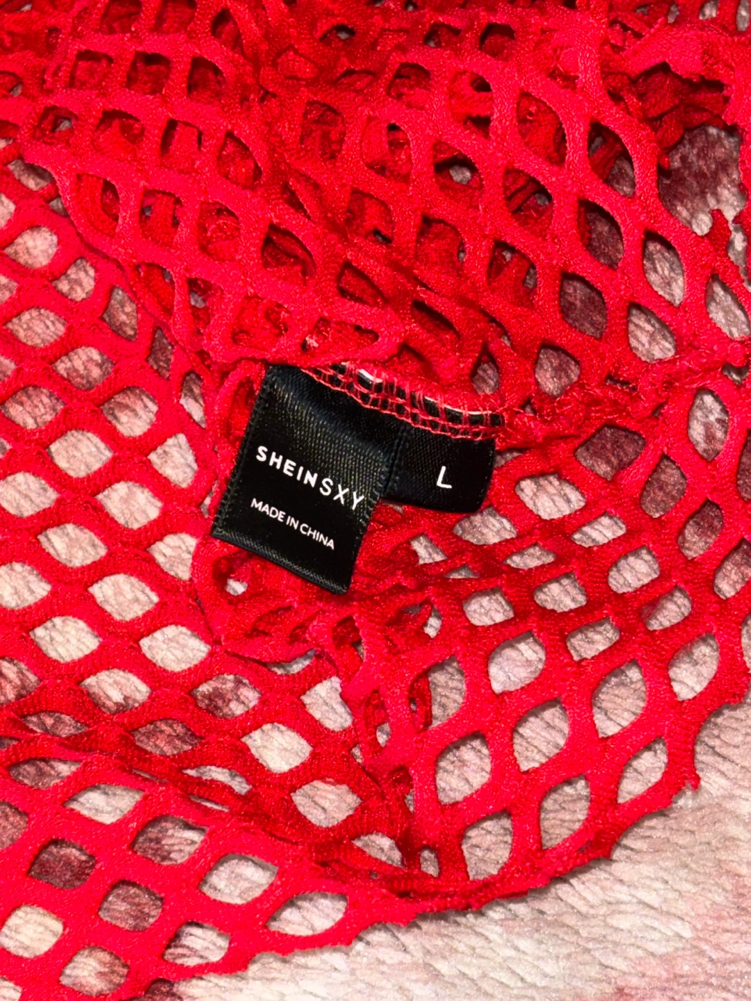 SHEINXY Red Fishnet Crop Top Long Sleeve Size L - photo 3