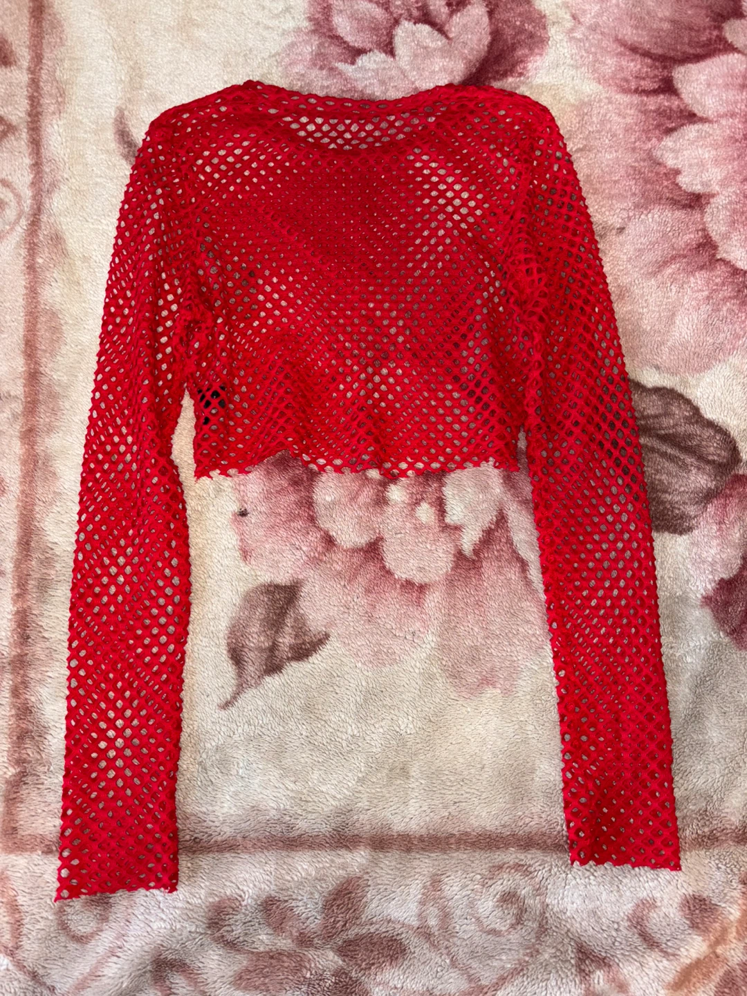 SHEINXY Red Fishnet Crop Top Long Sleeve Size L - photo 2