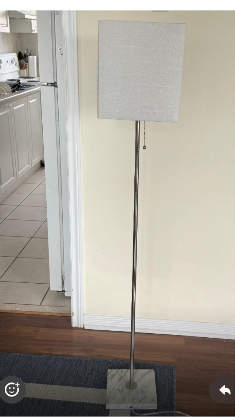 White Square Shade Floor Lamp with Marble Base