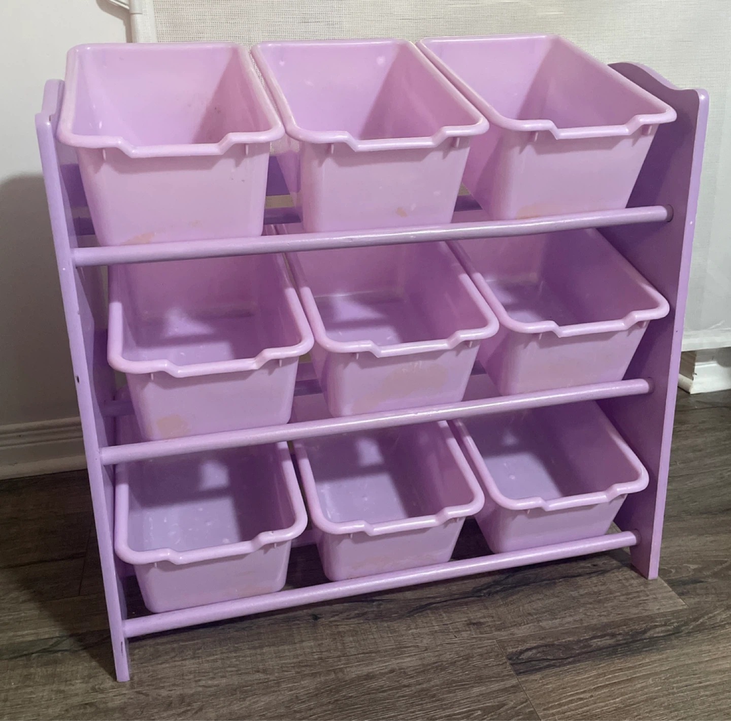 Lavender 9-Bin Toy Organizer with Tinkerbell