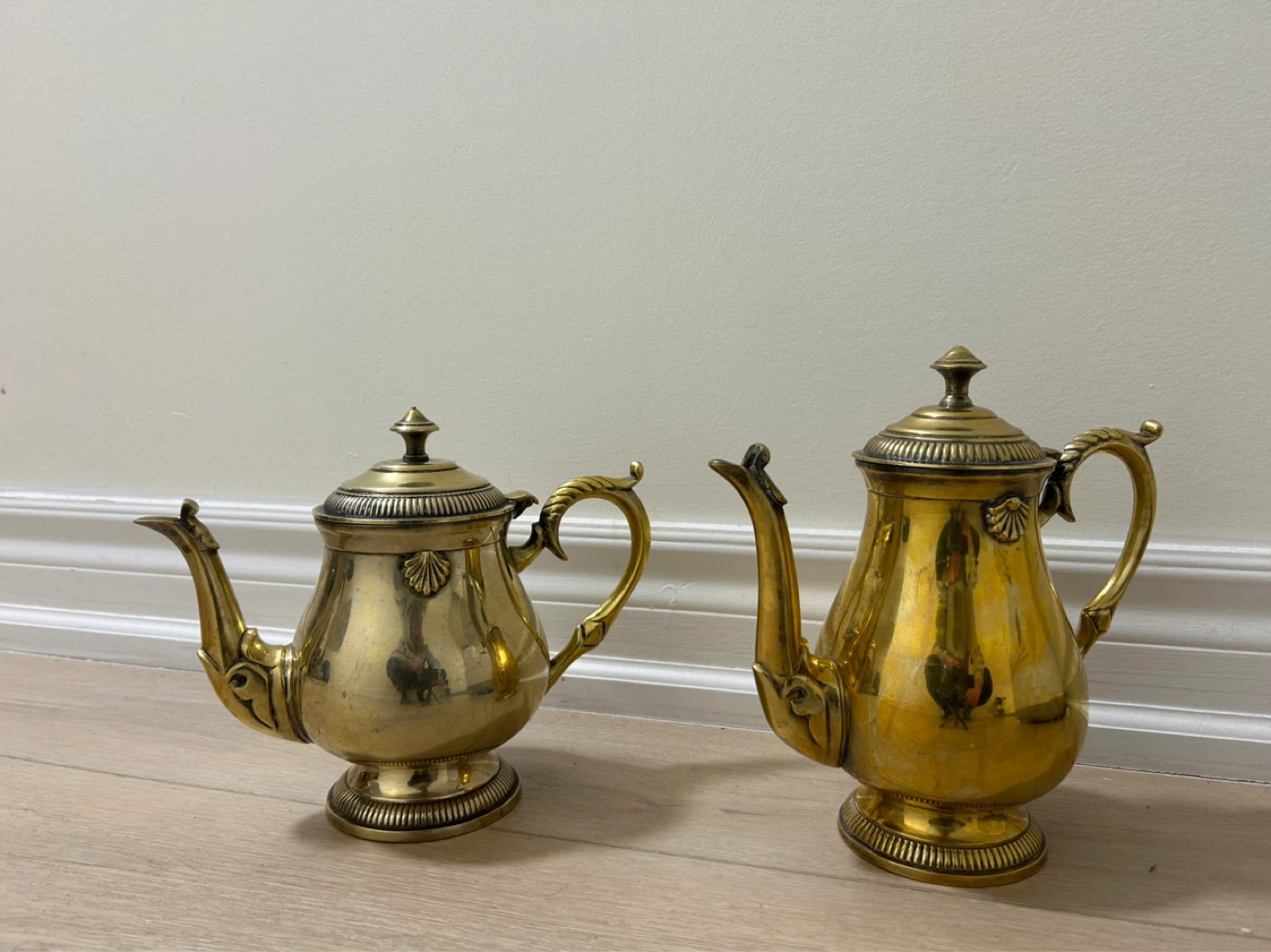 Vintage Brass Teapot and Coffee Pot Set