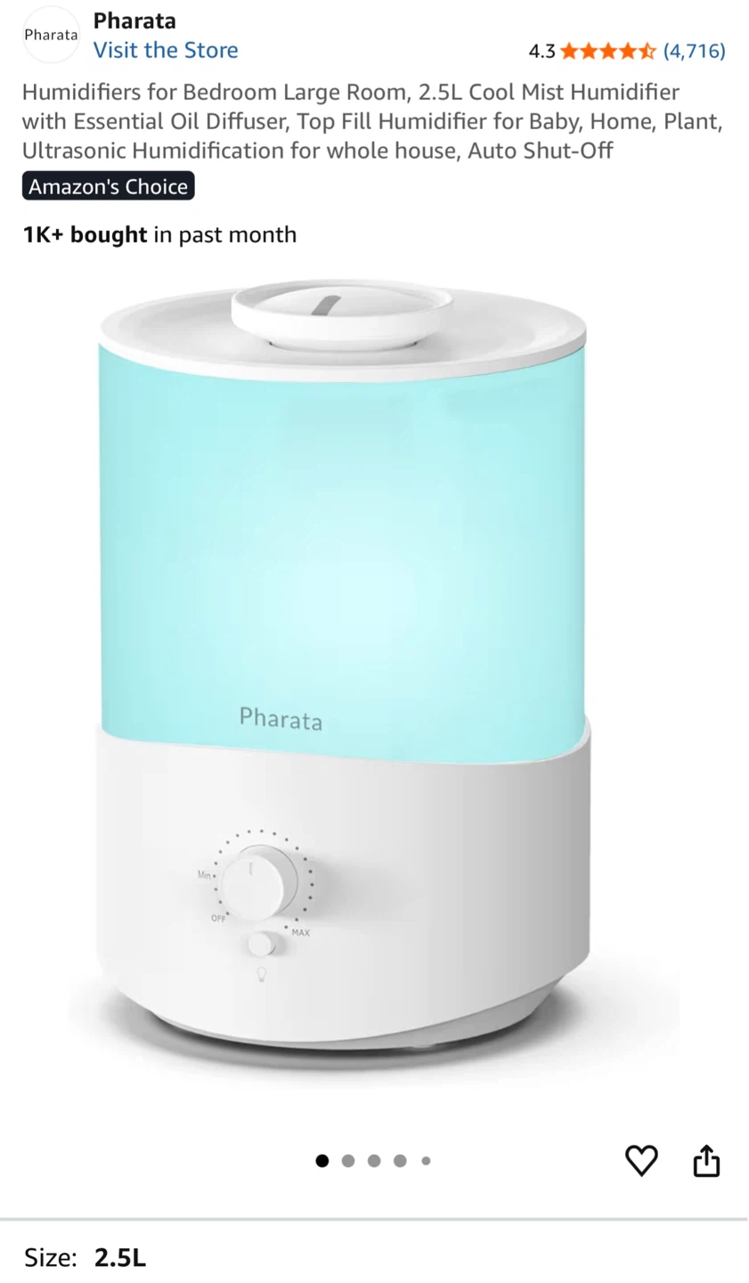Pharata 2.5L Top Fill Humidifier - photo 4