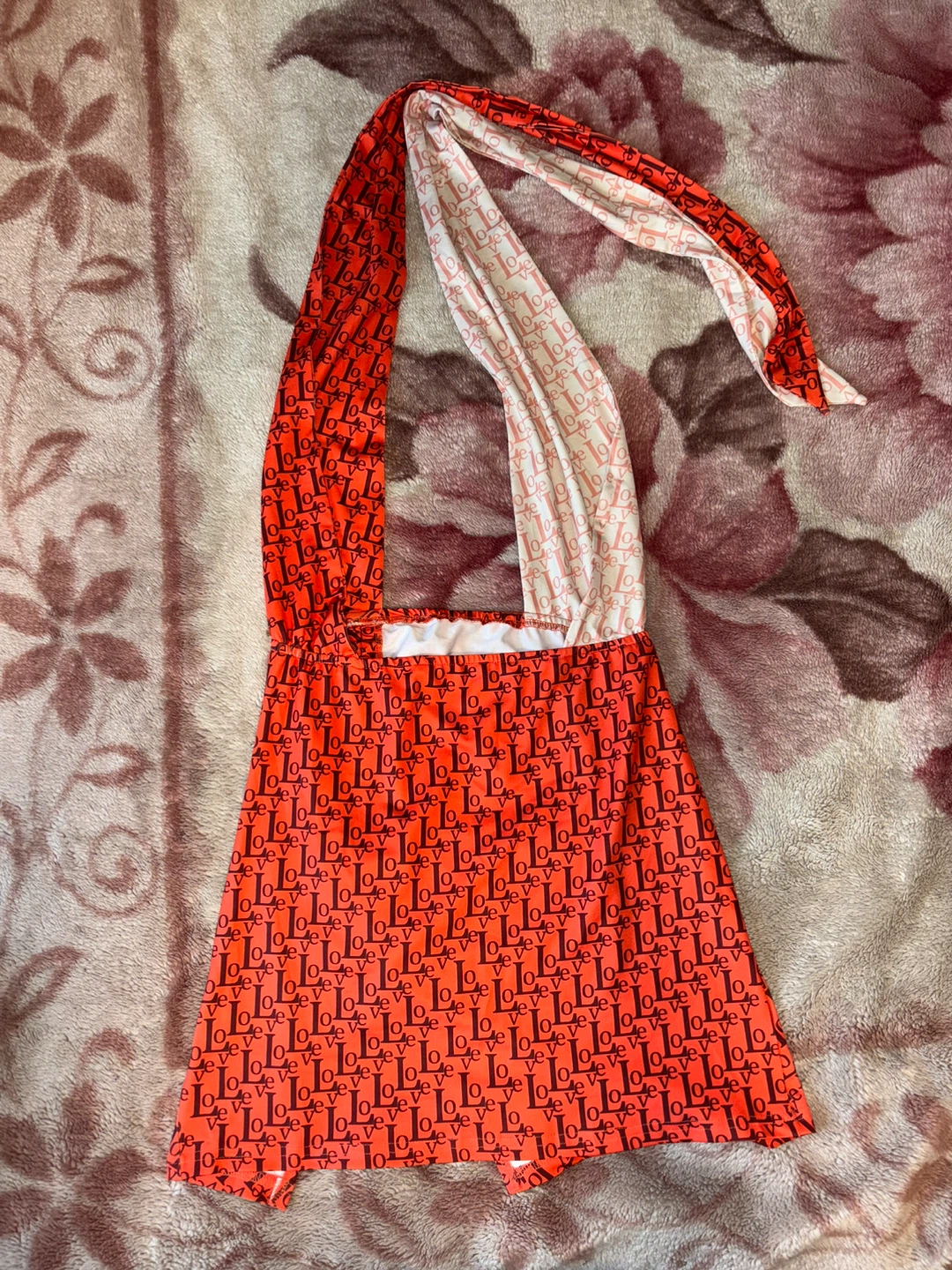 SHEIN Halter Dress with All-Over Logo Print - Size Medium - photo 2