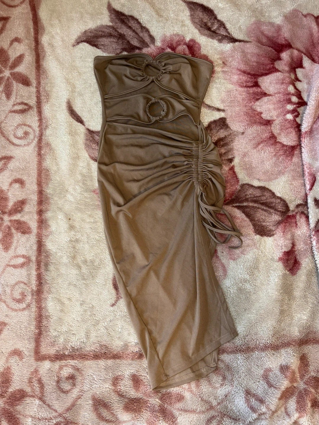 SHEIN Strapless Ruched Midi Dress