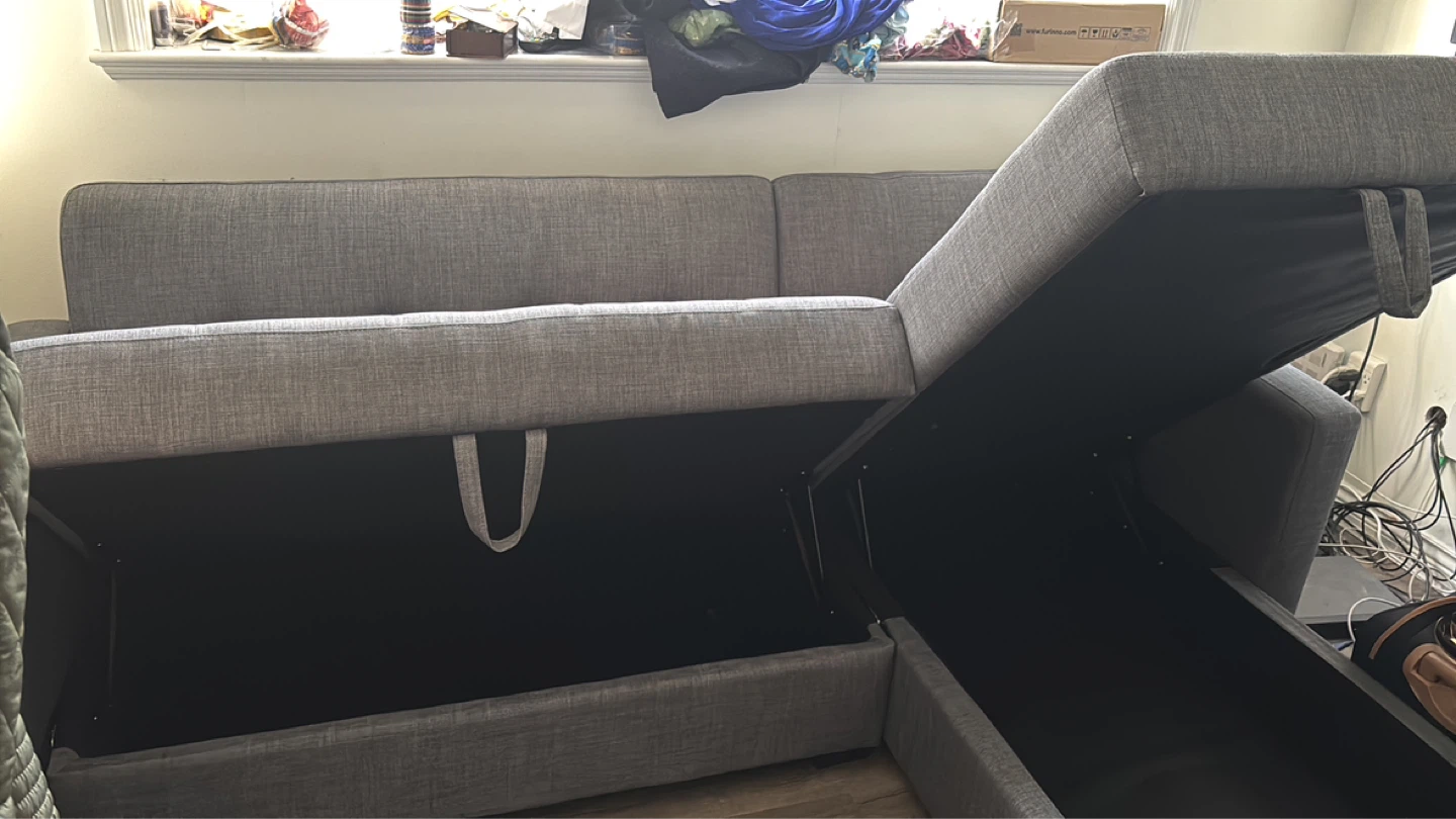 Grey Sectional Sofa with Storage - photo 5