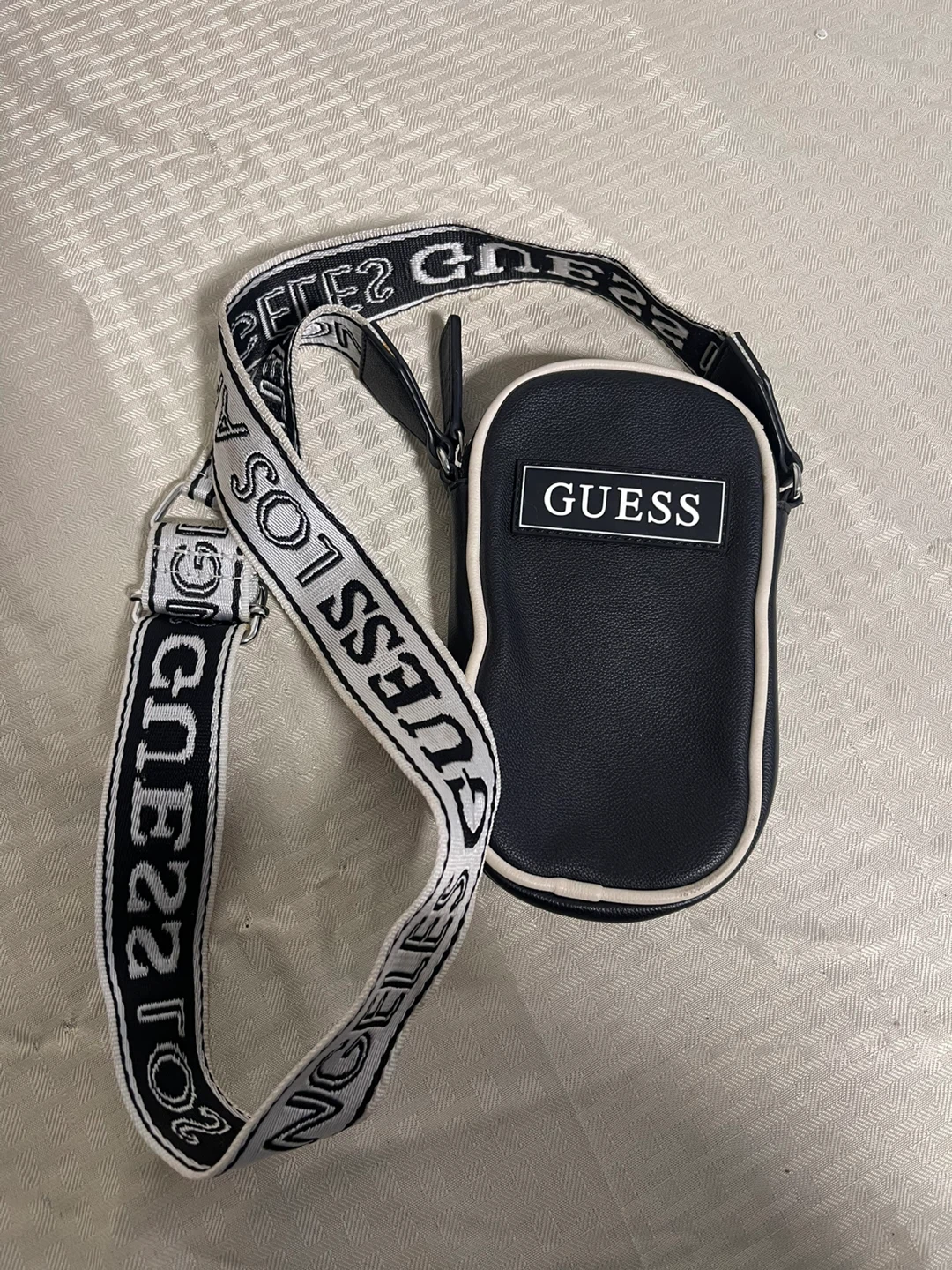 Guess Black Crossbody Phone Bag with Logo Strap