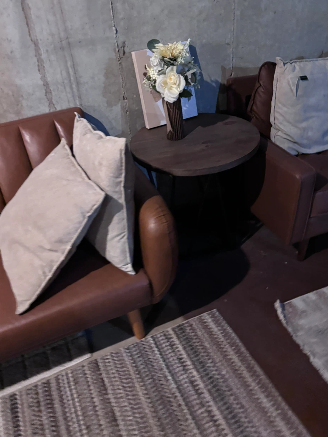 Brown Faux Leather Loveseat