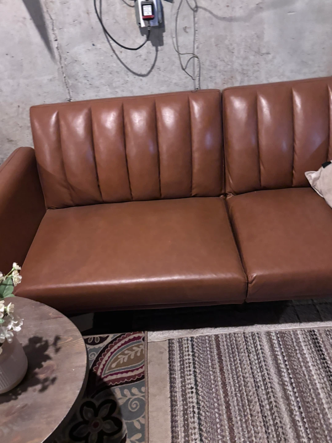 Brown Faux Leather Loveseat - photo 2