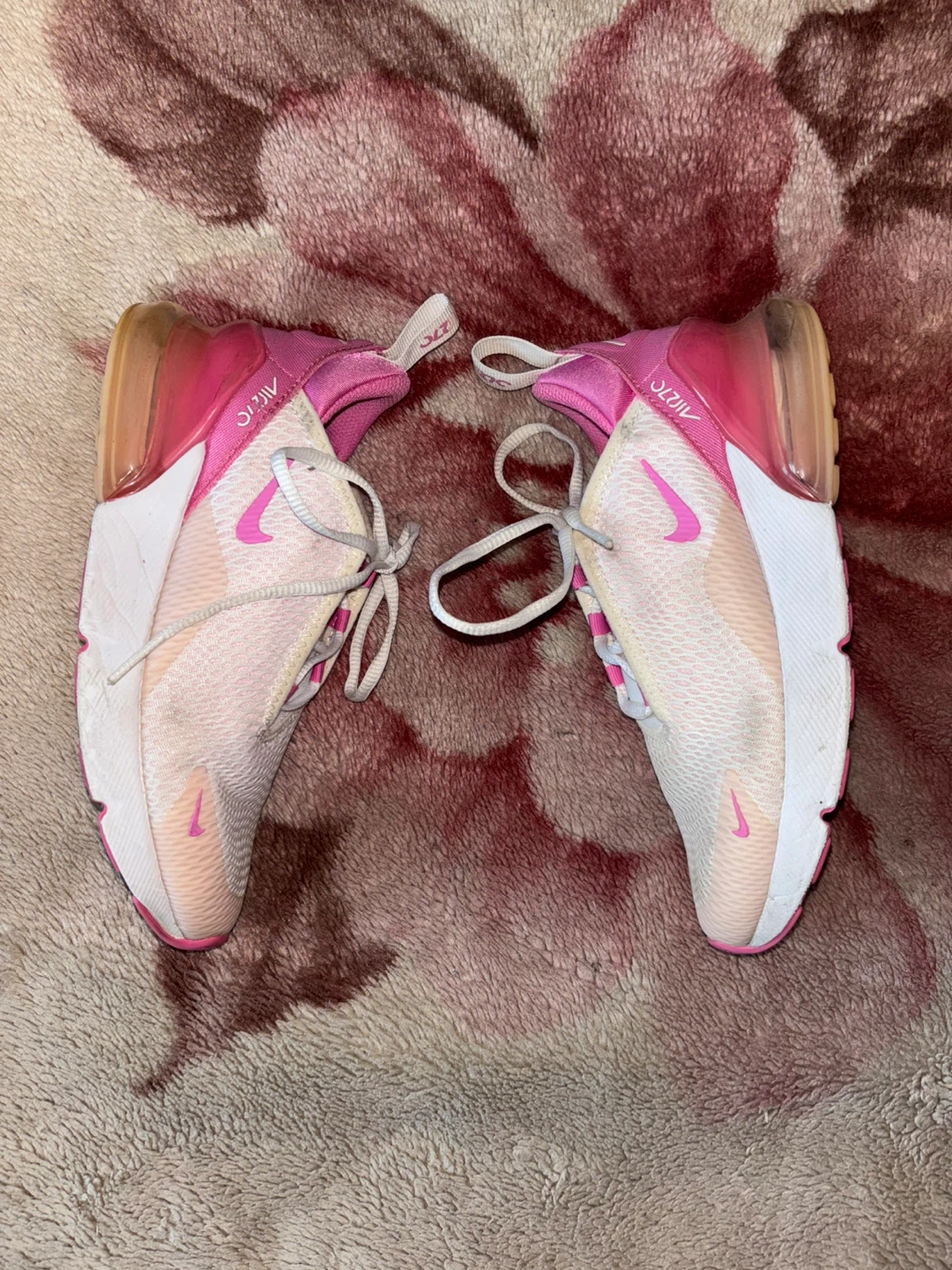 Nike Air Max 270 White Pink, Kids Sneakers, Size 2 - photo 3