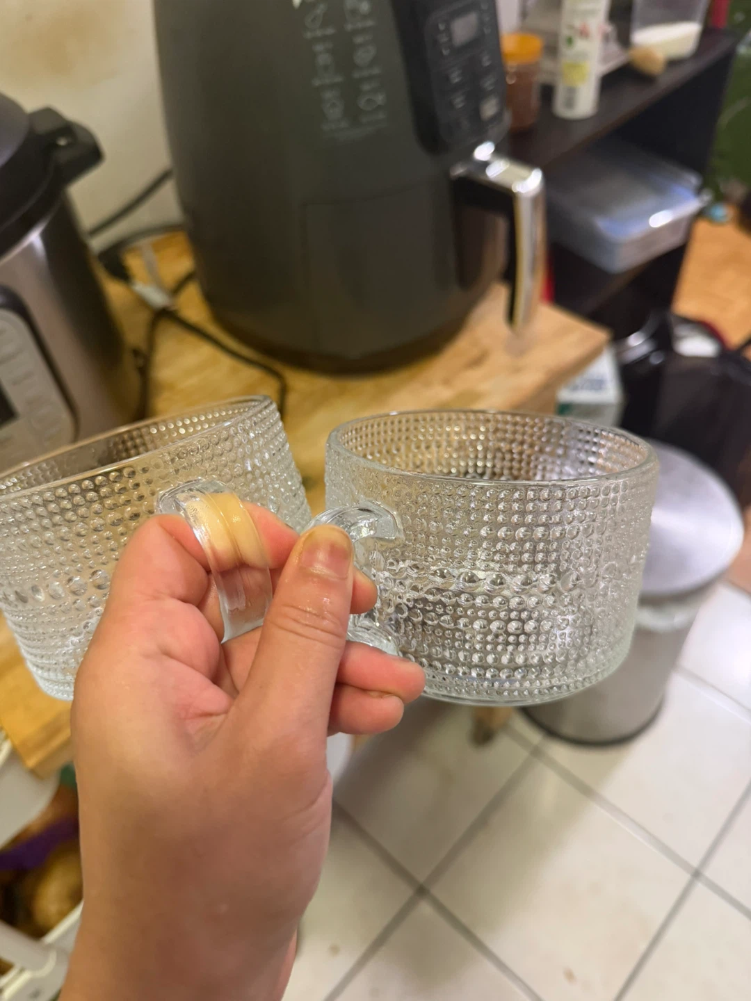 Set of 2 Textured Glass Mugs