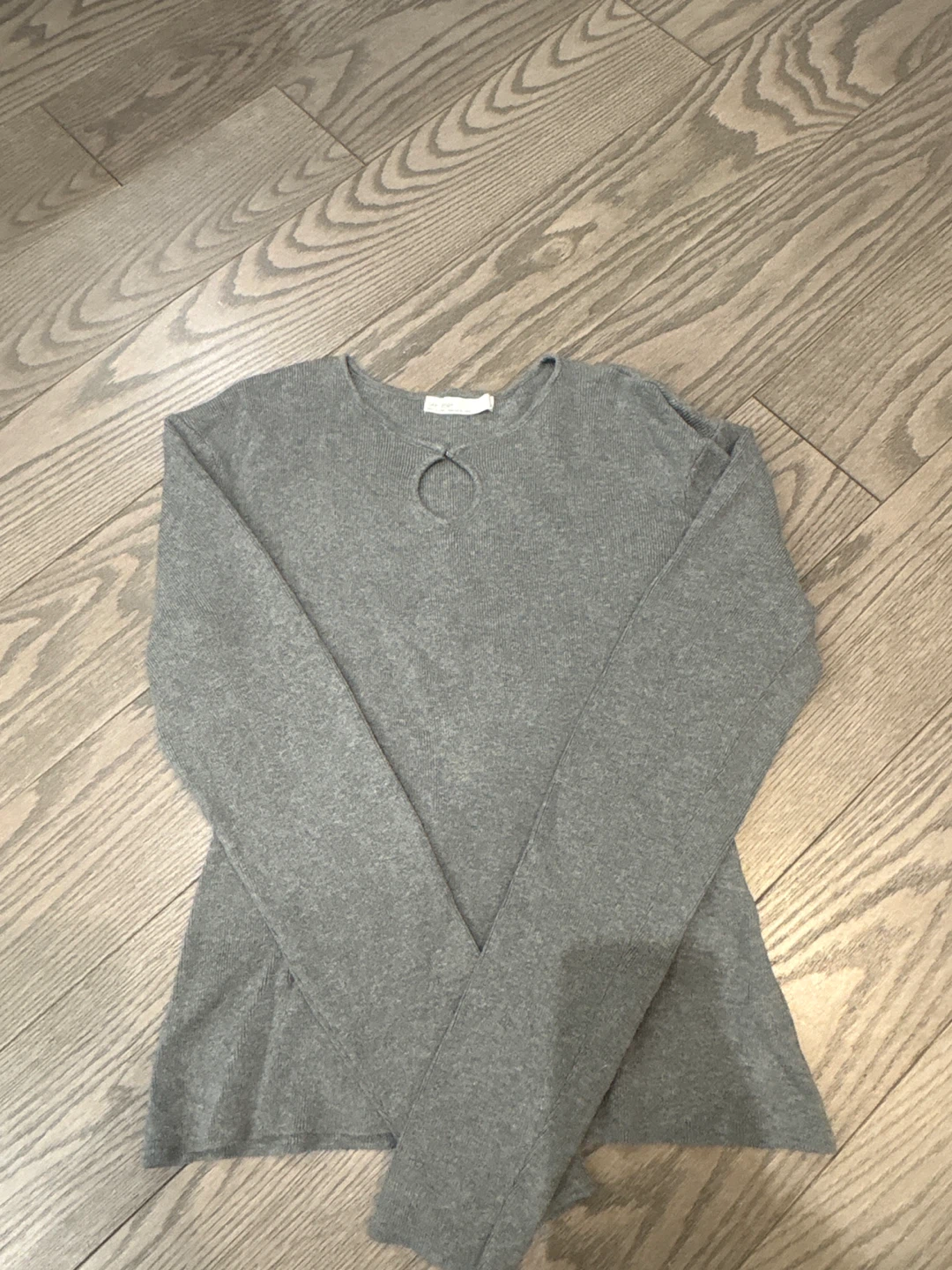 OAK+FORT Grey Ribbed Keyhole Sweater - Medium