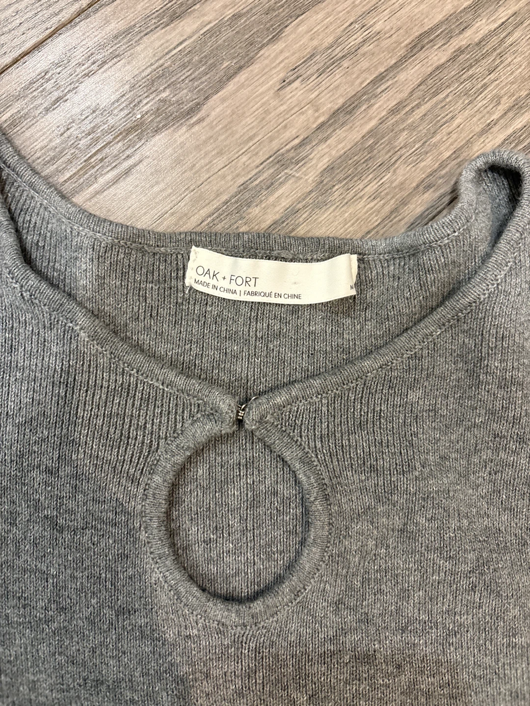 OAK+FORT Grey Ribbed Keyhole Sweater - Medium - photo 2