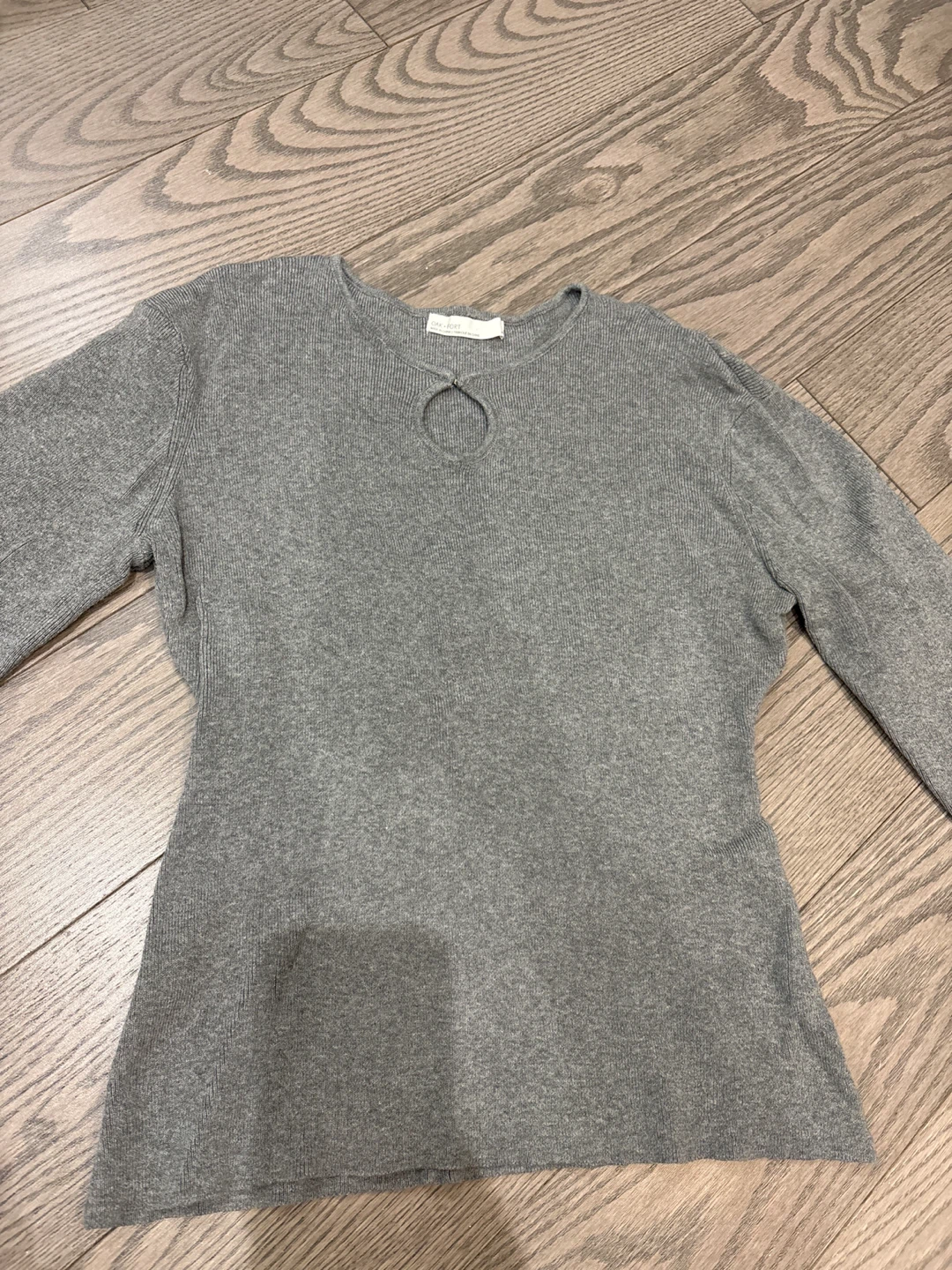 OAK+FORT Grey Ribbed Keyhole Sweater - Medium - photo 3