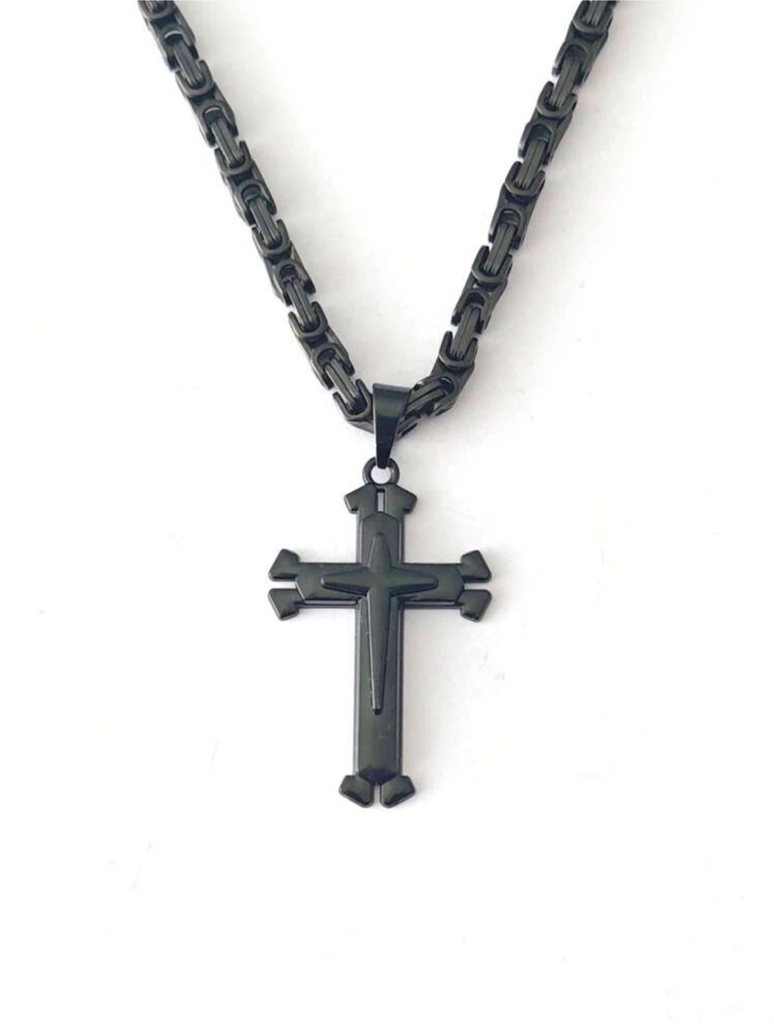 Black Cross Pendant Necklace