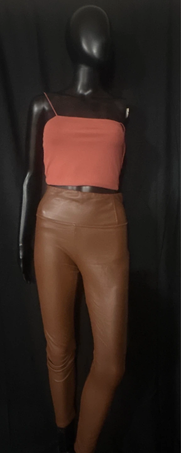 Brown Faux Leather Leggings