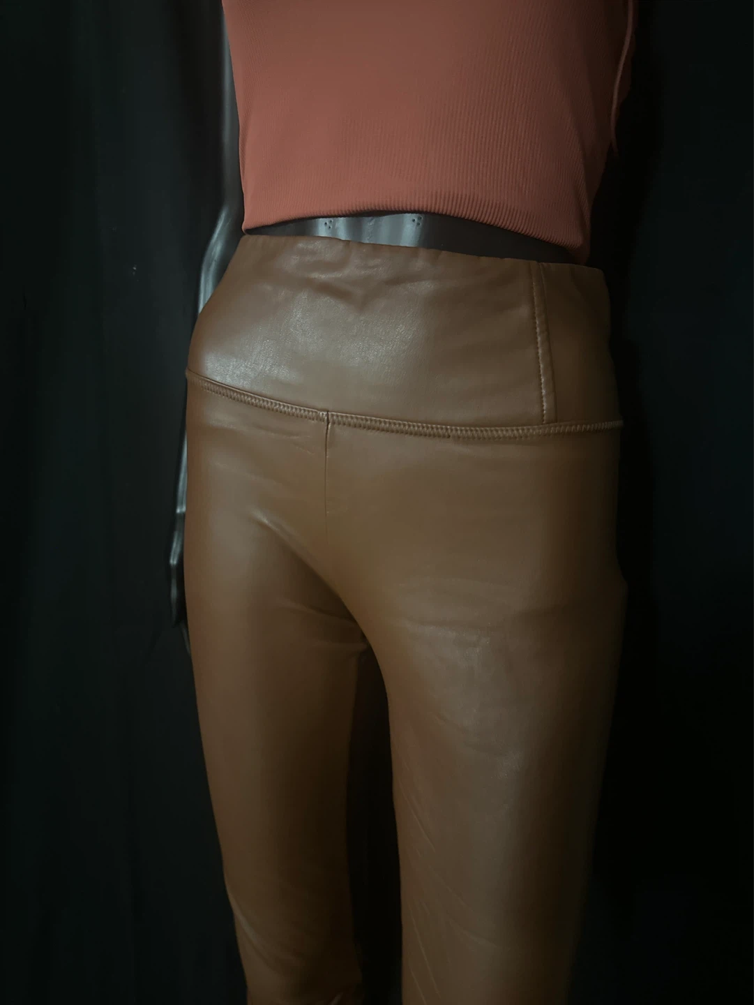 Brown Faux Leather Leggings - photo 2