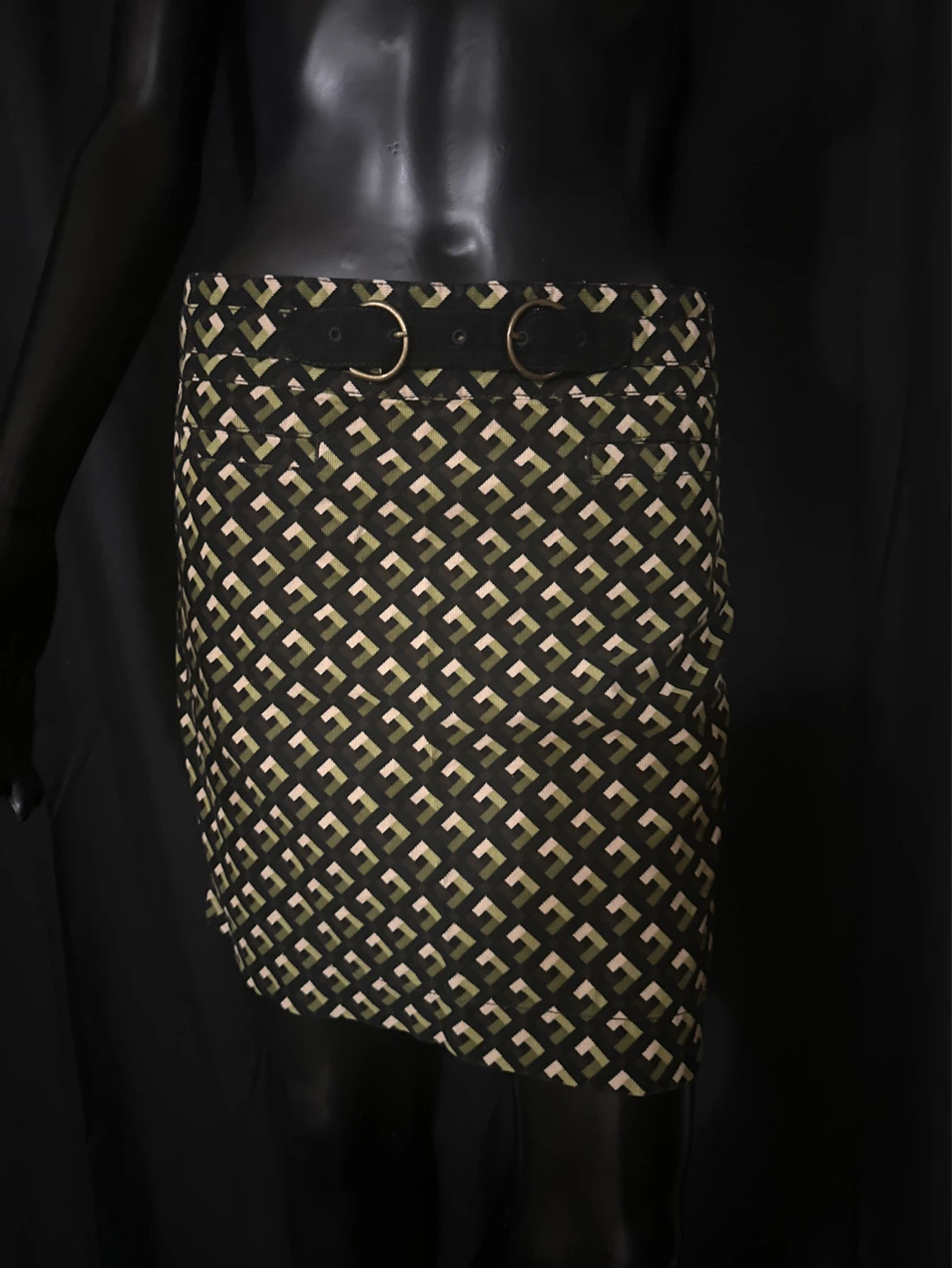 Geometric Print Mini Skirt with Belt