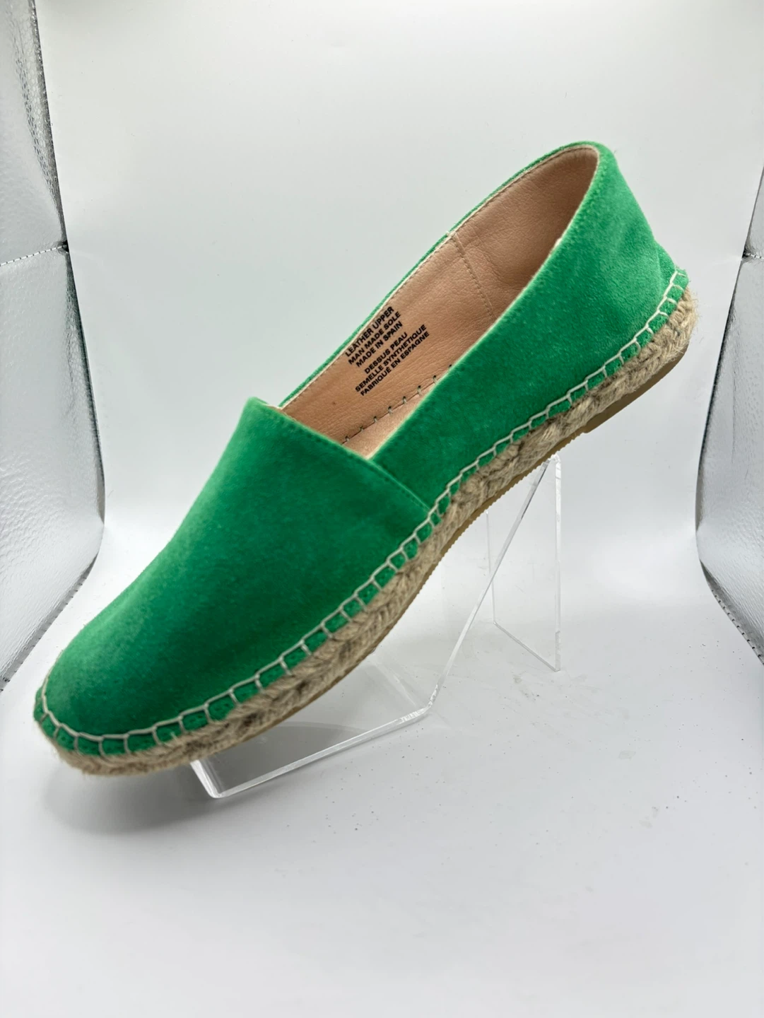 Size 7.5 - Green Suede Espadrille Flats with 'Ciao' - photo 3