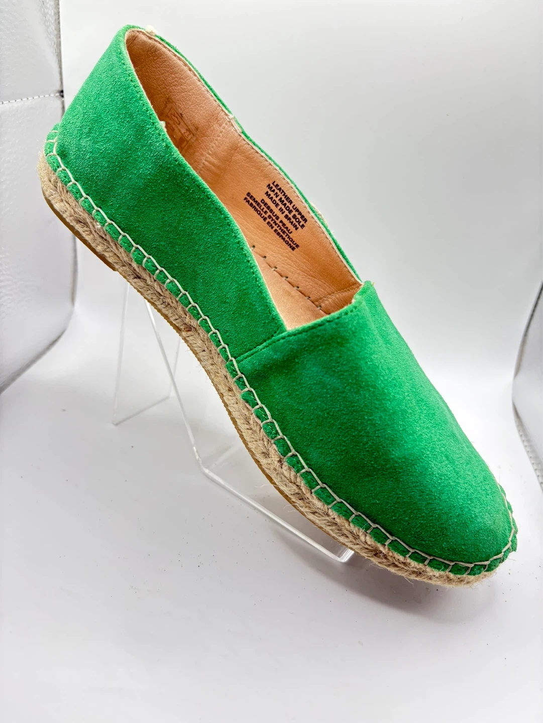 Size 7.5 - Green Suede Espadrille Flats with 'Ciao' - photo 5
