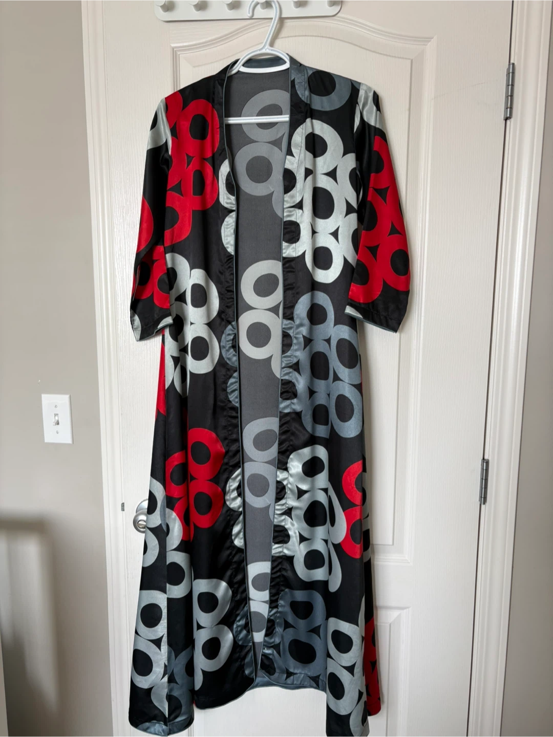 Long Kimono Robe with Graphic Print