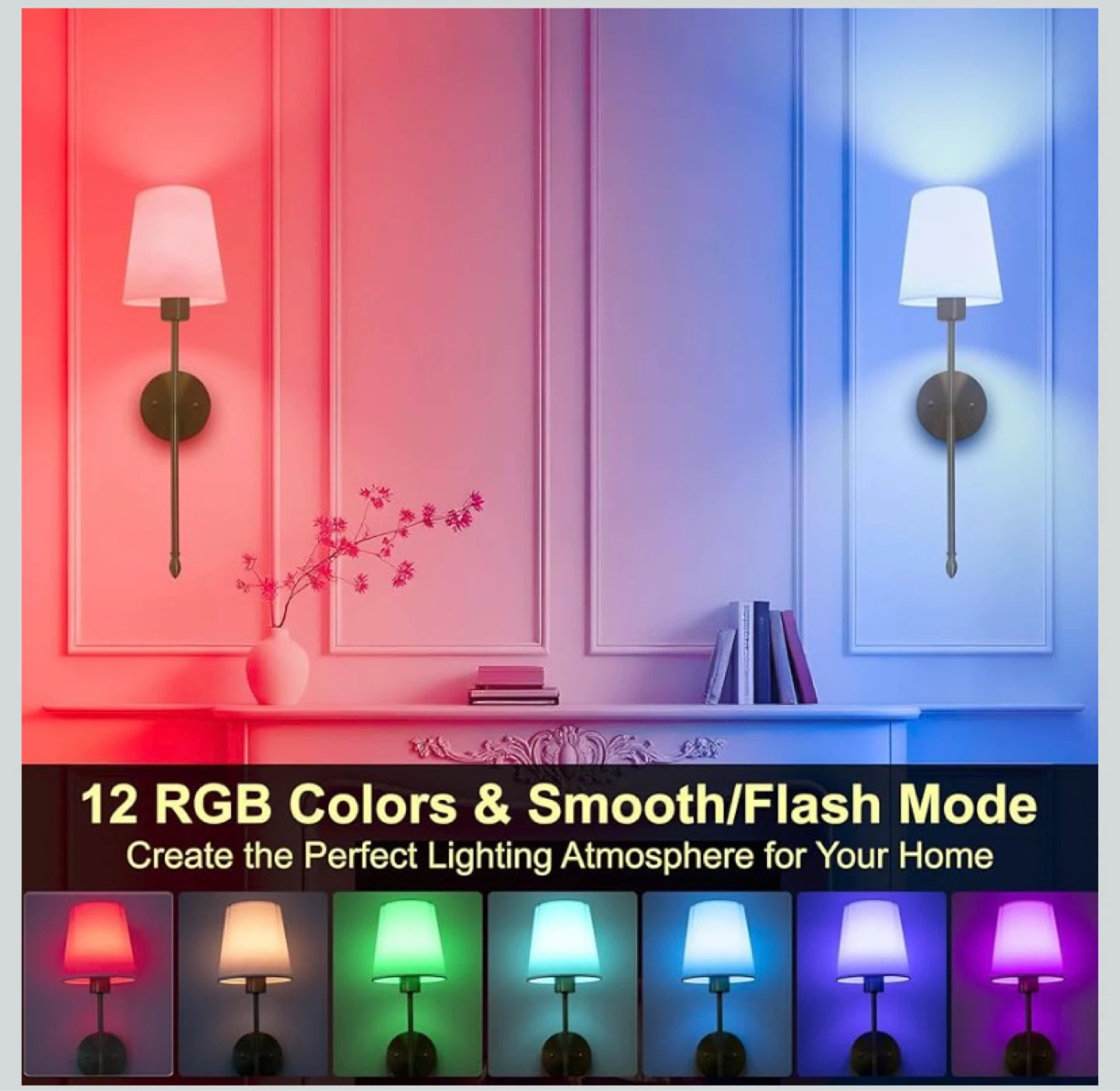 New Battery Operated Wall Sconce Set of 2 Black - photo 3